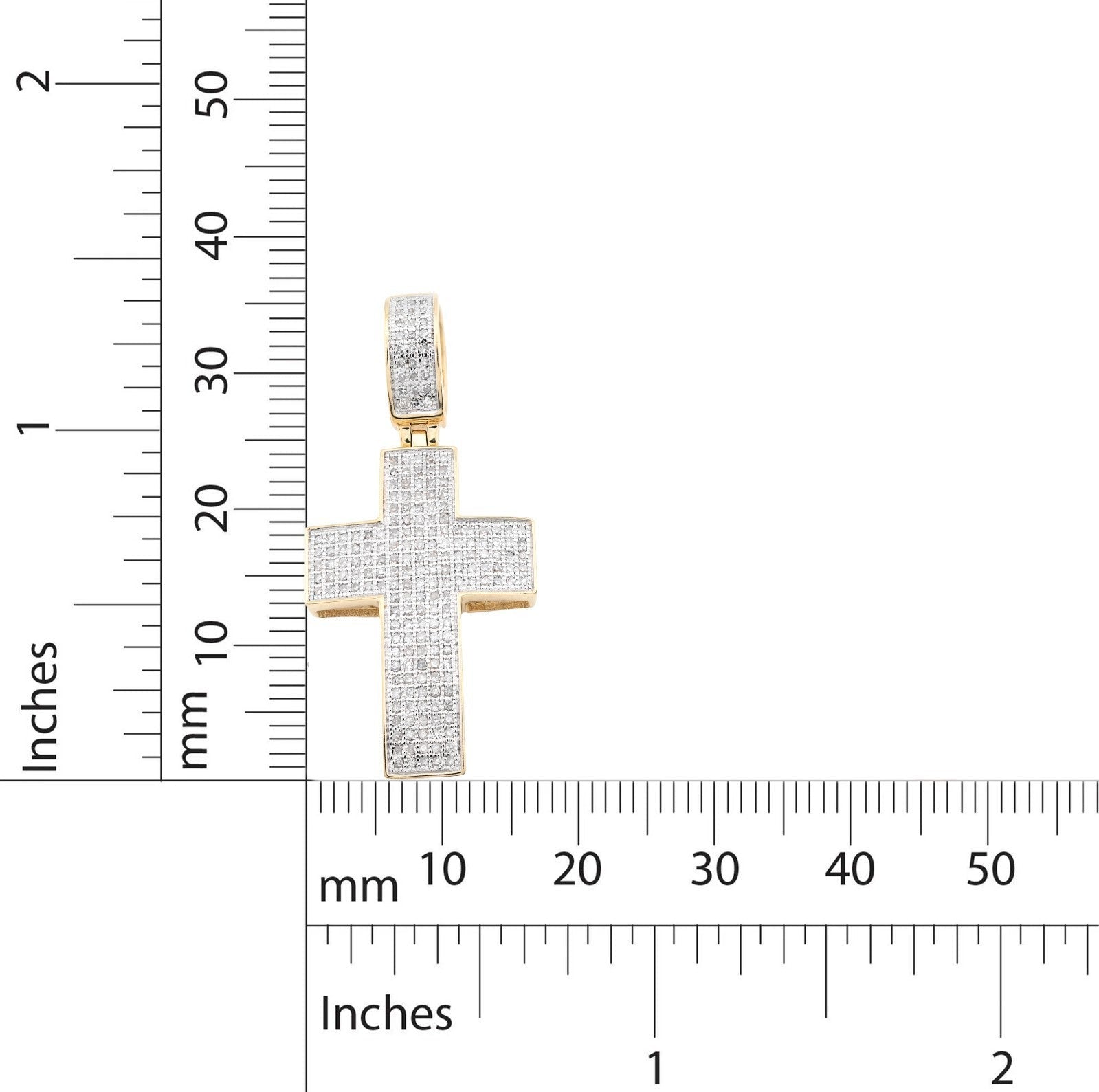 10k Yellow Gold 0.53CTW Natural Diamond ICED OUT Cross Pendant 3.7gms Mens Charm - Elite Jewelers - Charms & Pendants