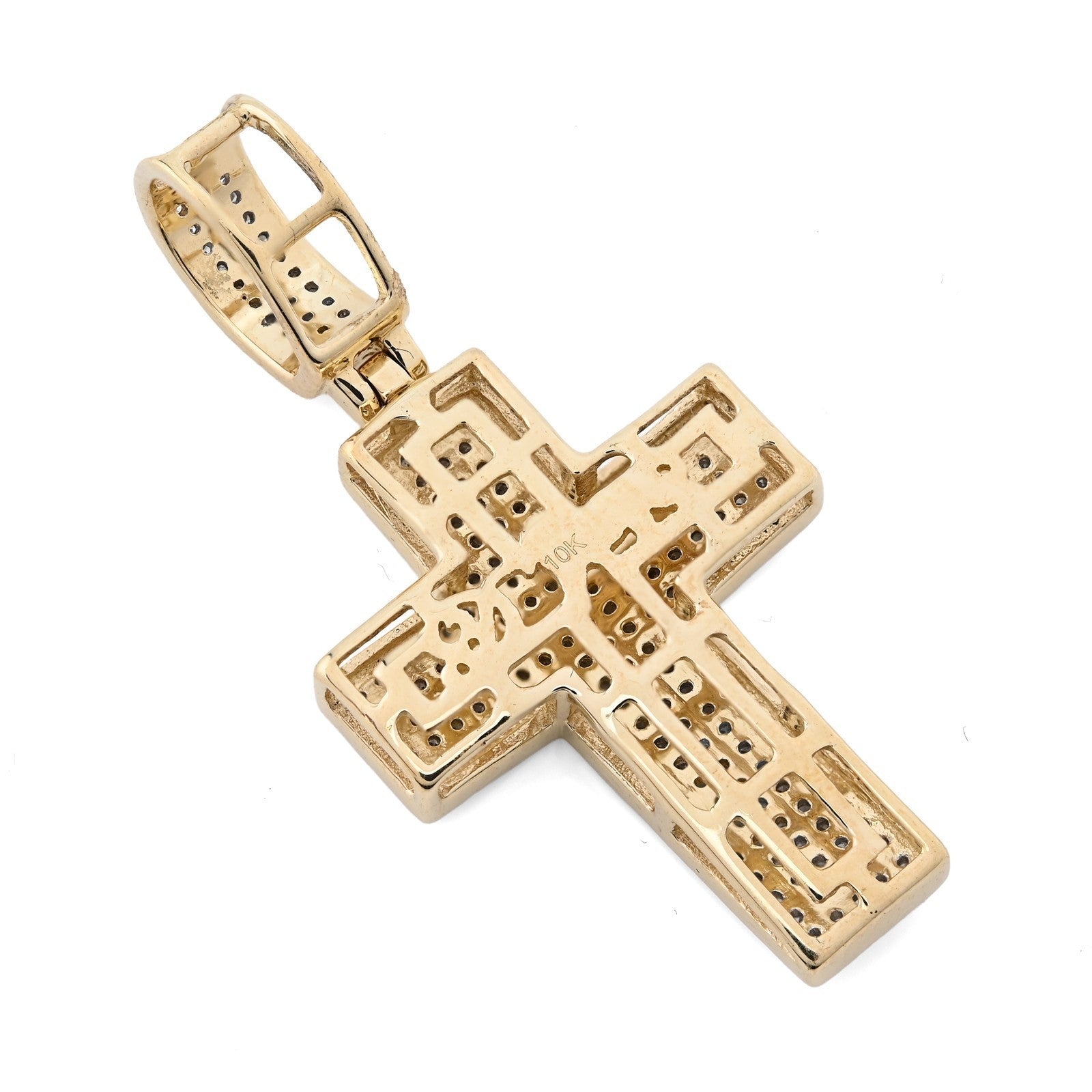 10k Yellow Gold 0.53CTW Natural Diamond ICED OUT Cross Pendant 3.7gms Mens Charm - Elite Jewelers - Charms & Pendants