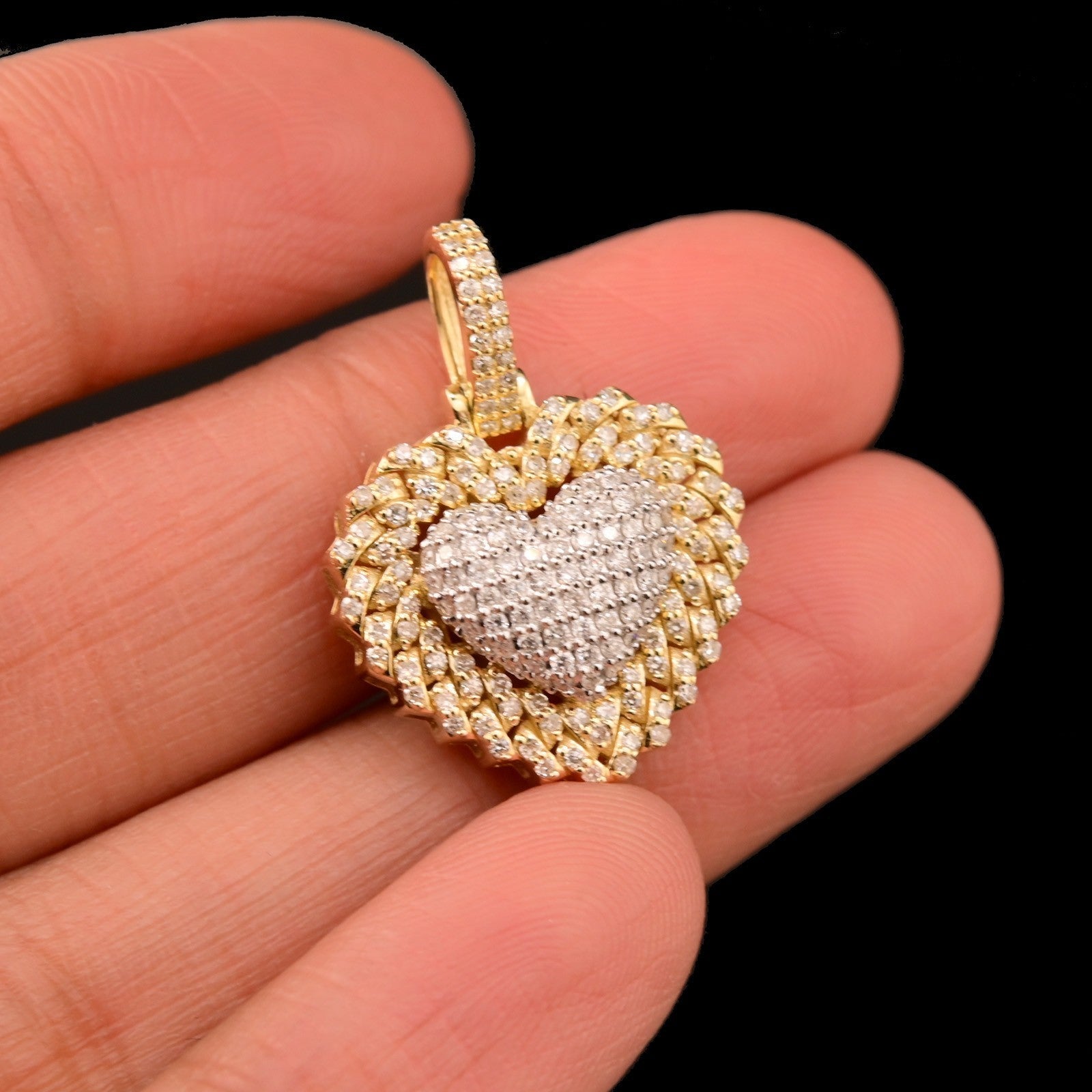 10k Yellow Gold 0.53CTW Natural Round Diamond Heart Pendant 4gms Love Charm - Elite Jewelers - Charms & Pendants