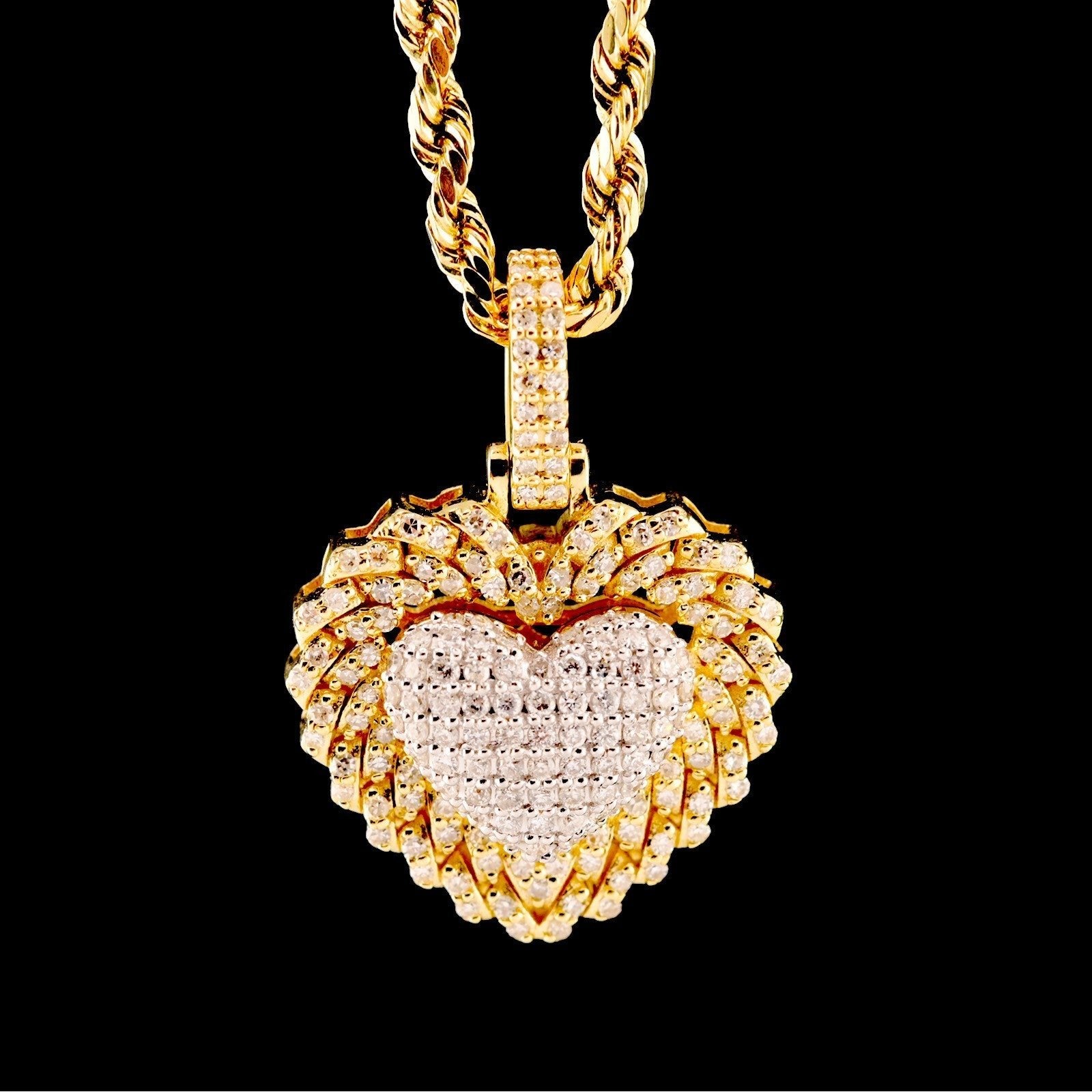 10k Yellow Gold 0.53CTW Natural Round Diamond Heart Pendant 4gms Love Charm - Elite Jewelers - Charms & Pendants