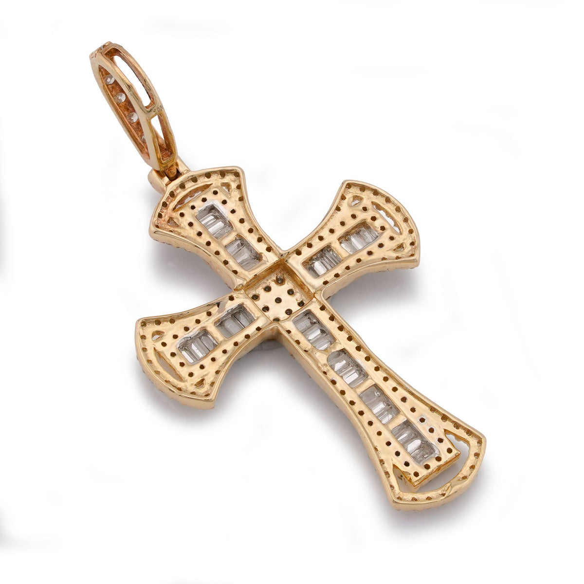 10K Yellow Gold 0.55CT Natural Diamond Small Cross Pendant Men Women Charm - Elite Jewelers-Charms & Pendants