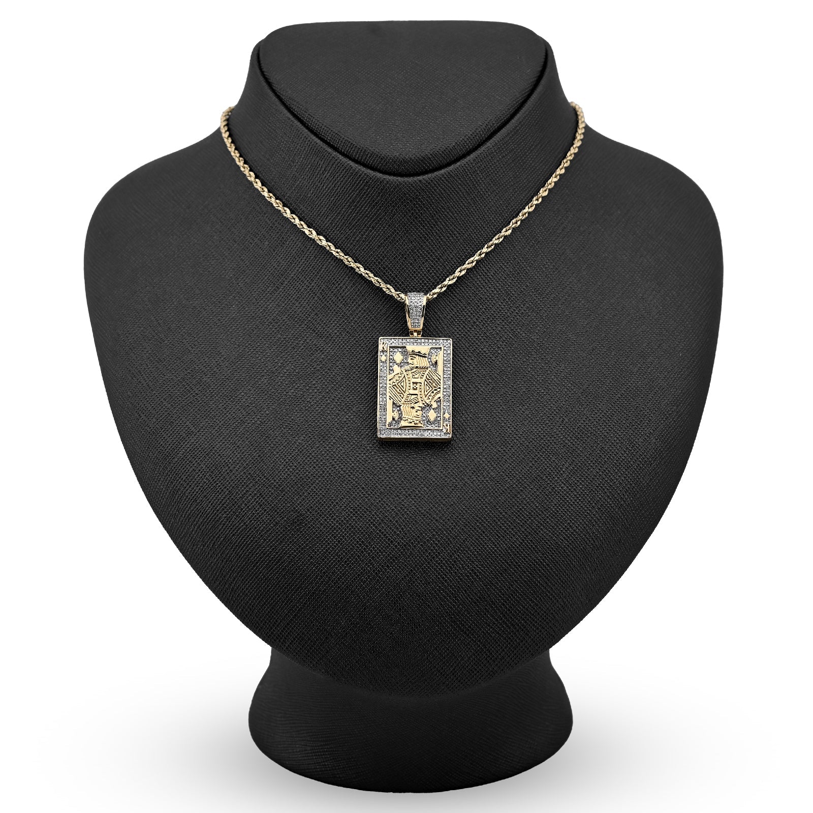 10K Yellow Gold 0.60CT Natural Diamond "King of Diamond" Rectangular Shape pendant 41.4MM - Elite Jewelers - Charms & Pendants