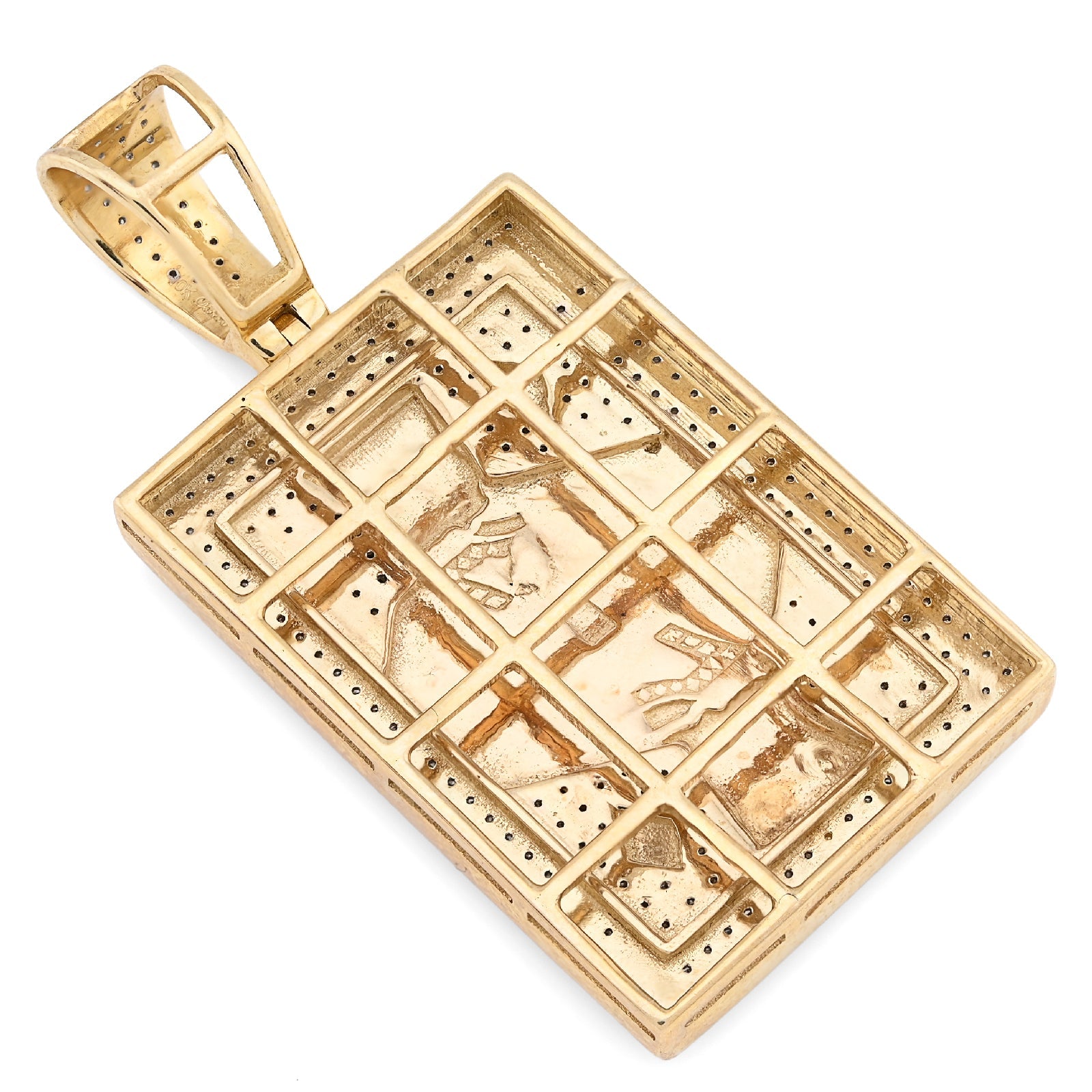 10K Yellow Gold 0.60CT Natural Diamond "King of Diamond" Rectangular Shape pendant 41.4MM - Elite Jewelers - Charms & Pendants