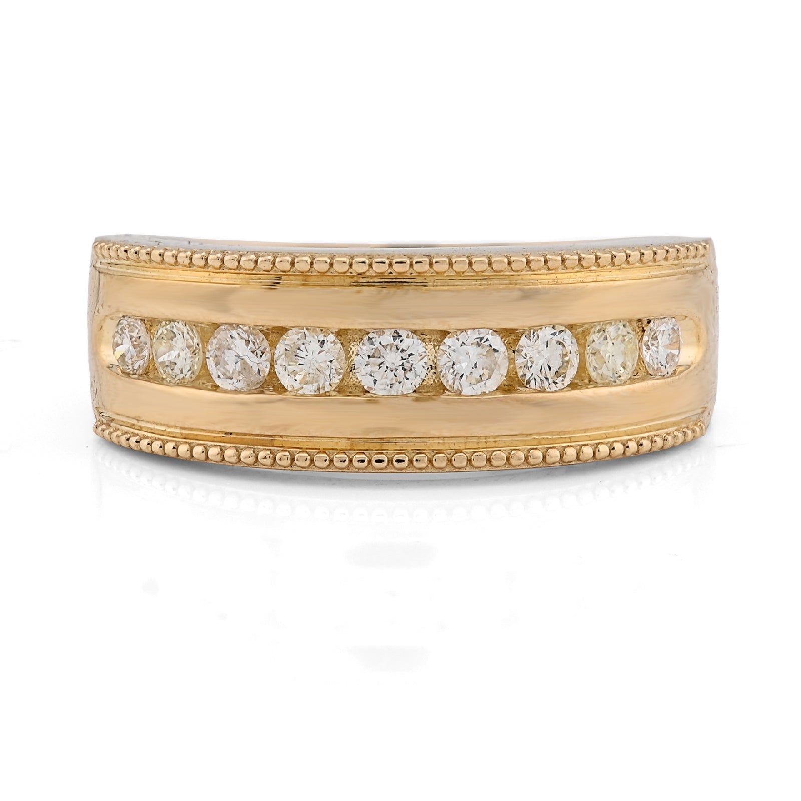 10K Yellow Gold 0.65 CT natural Diamond Round Single Row Band Men's Ring - Elite Jewelers - Rings