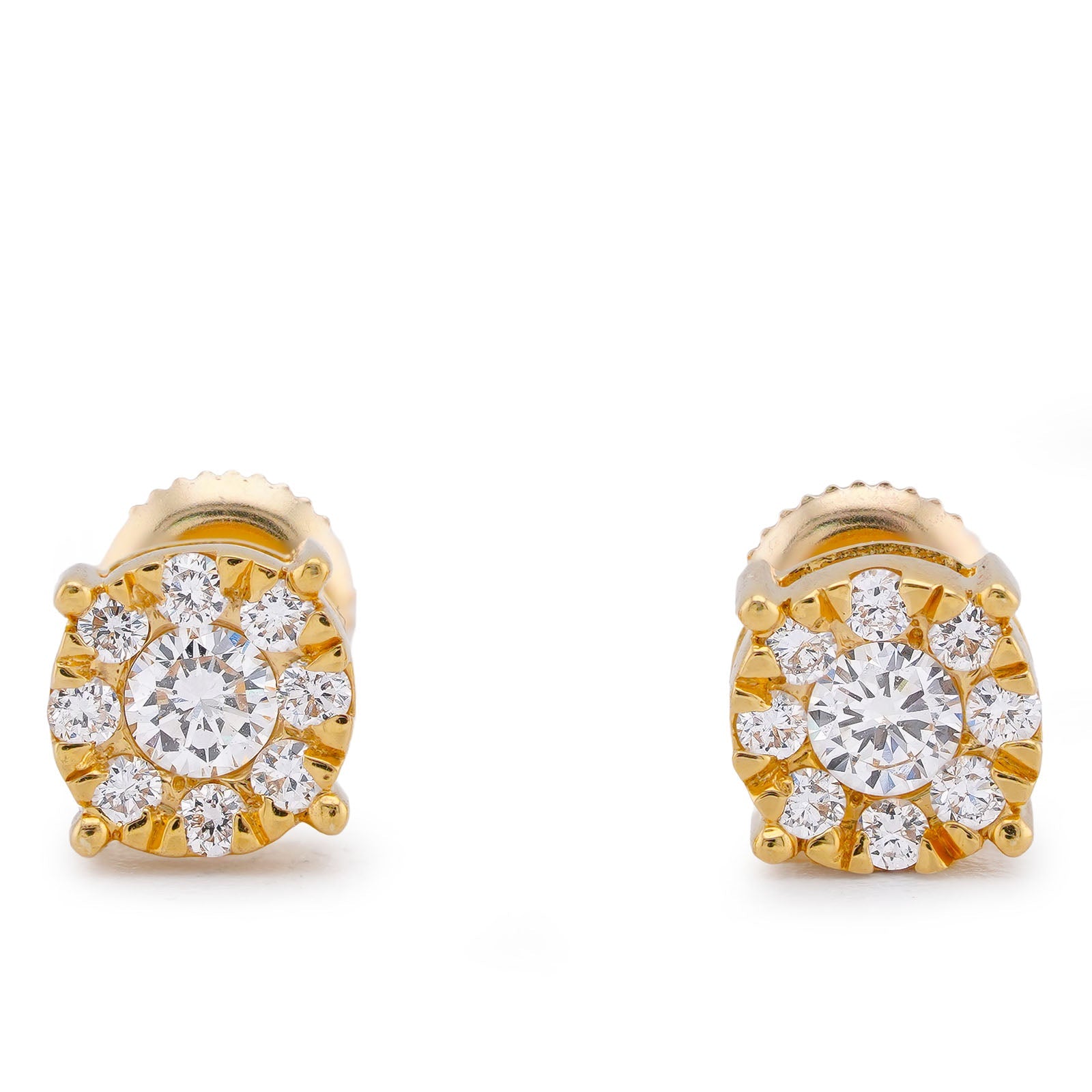 10K Yellow Gold 0.65CT Halo Centre Solitaire Lab Diamond Men Women Earring - Elite Jewelers-Earrings