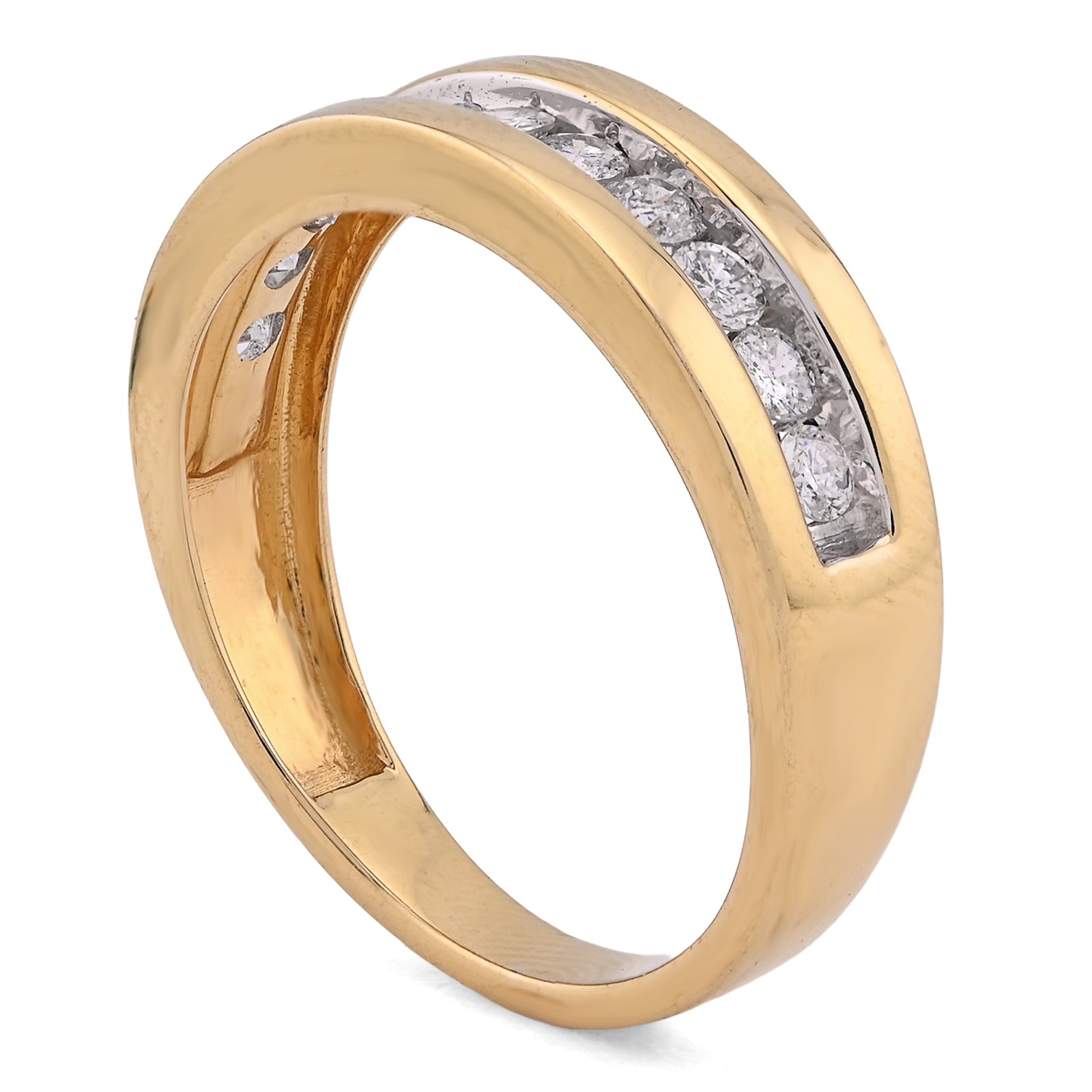 10K Yellow Gold 0.65CT Men Band Single Row Natural Diamond Ring - Elite Jewelers - Rings