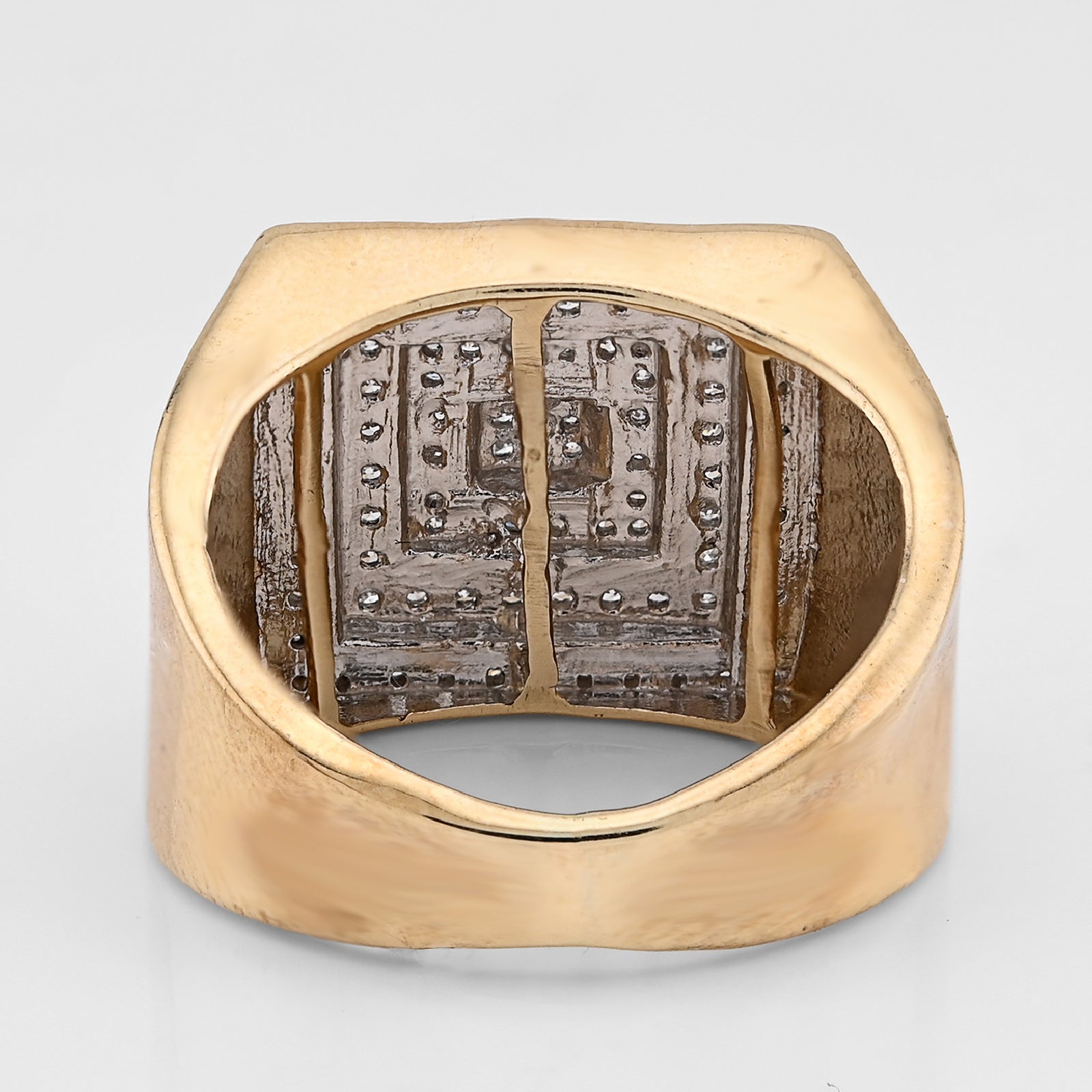 10K Yellow Gold 0.69CT Natural Diamond Multi Level Square Shape Men Pinky Ring - Elite Jewelers - Rings