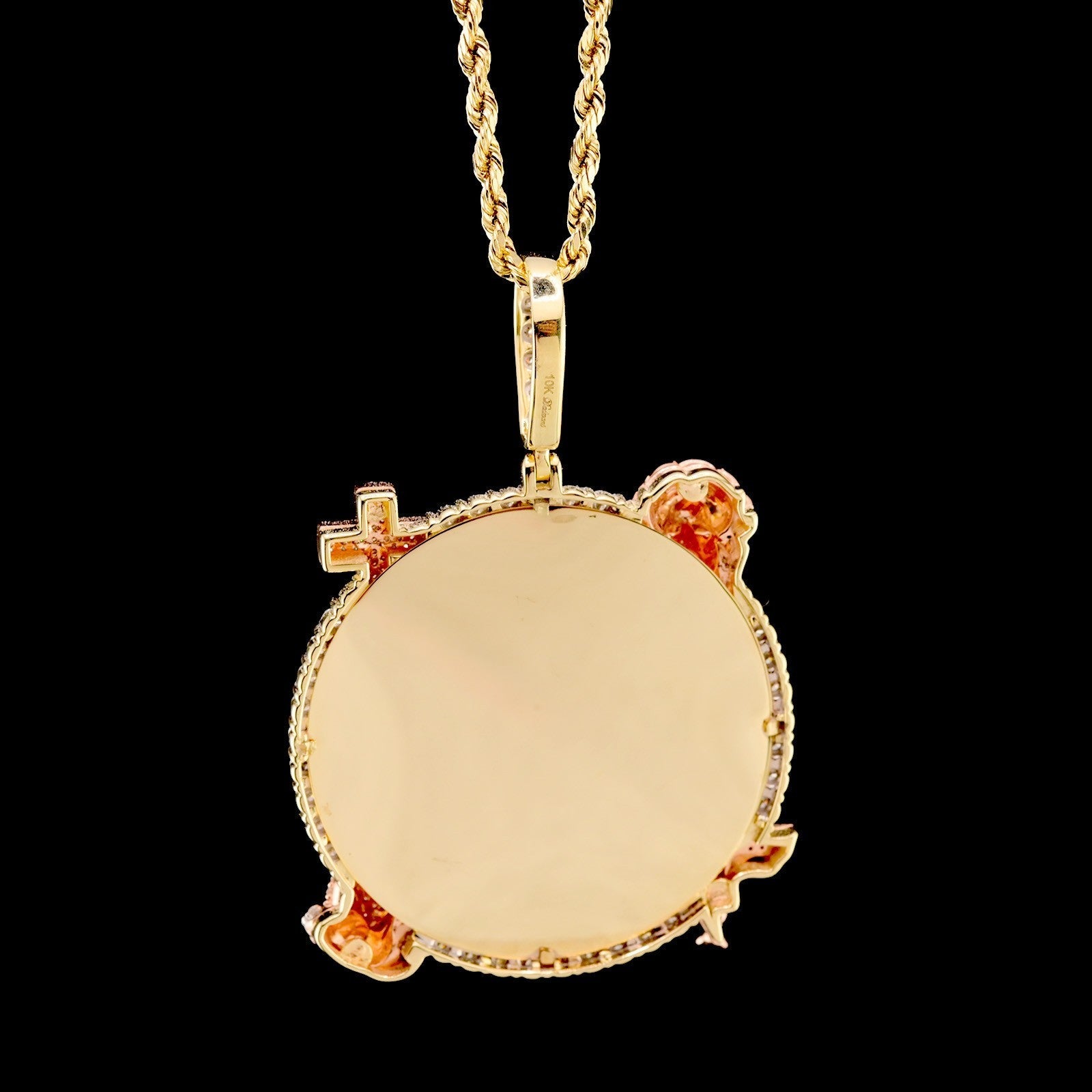 10k Yellow Gold 0.75CT Diamond Picture Charm Jesus, Cross, Praying Hands & Angel - Elite Jewelers - Charms & Pendants