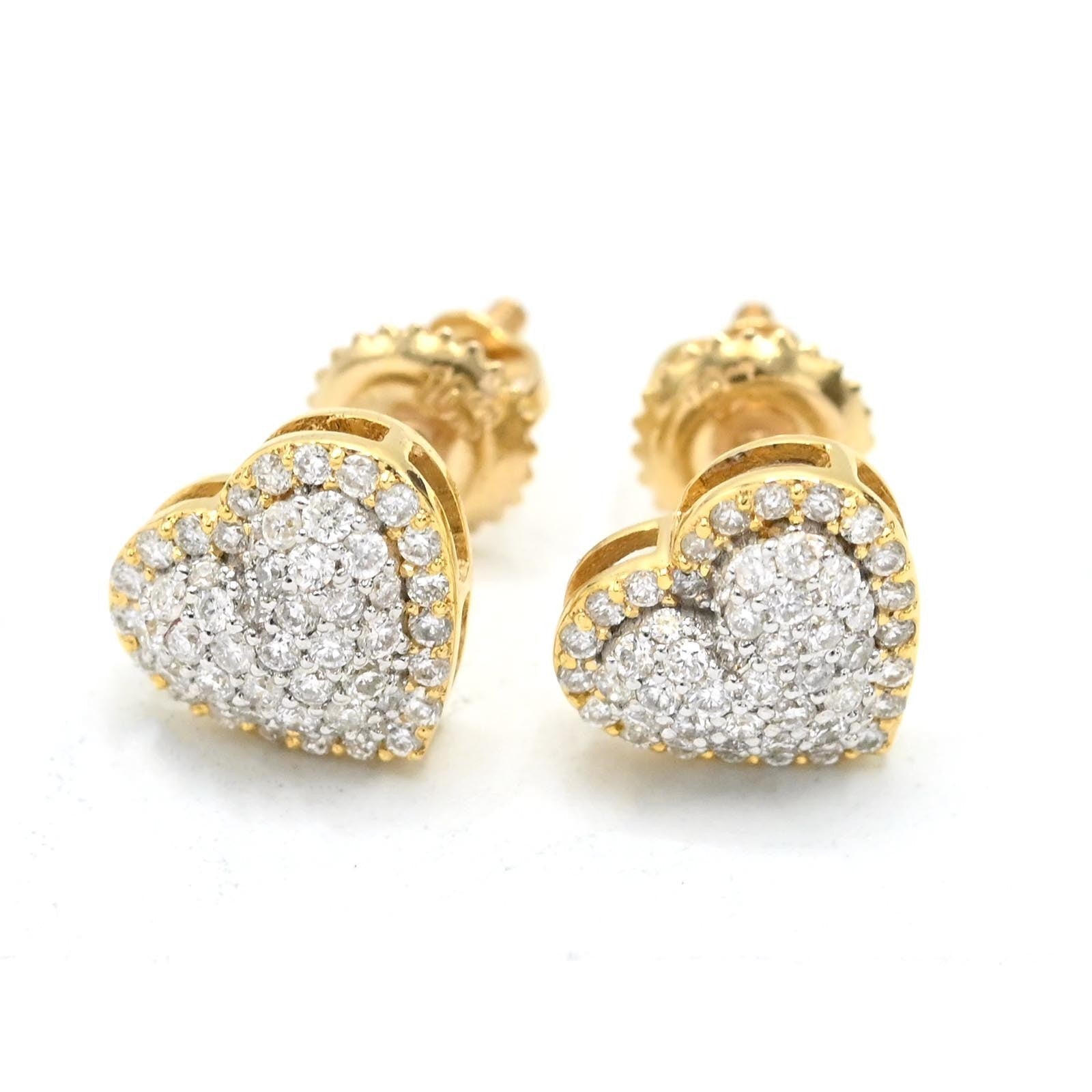 10k Yellow Gold 0.75CTW Natural Diamond Heart Earring and Charm Set For Womens - Elite Jewelers -