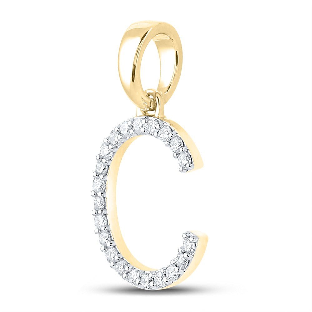 10k Yellow Gold 0.79gms 0.19CTW Natural Diamond Initial "C" Letter Pendant Charm - Elite Jewelers - Charms & Pendants