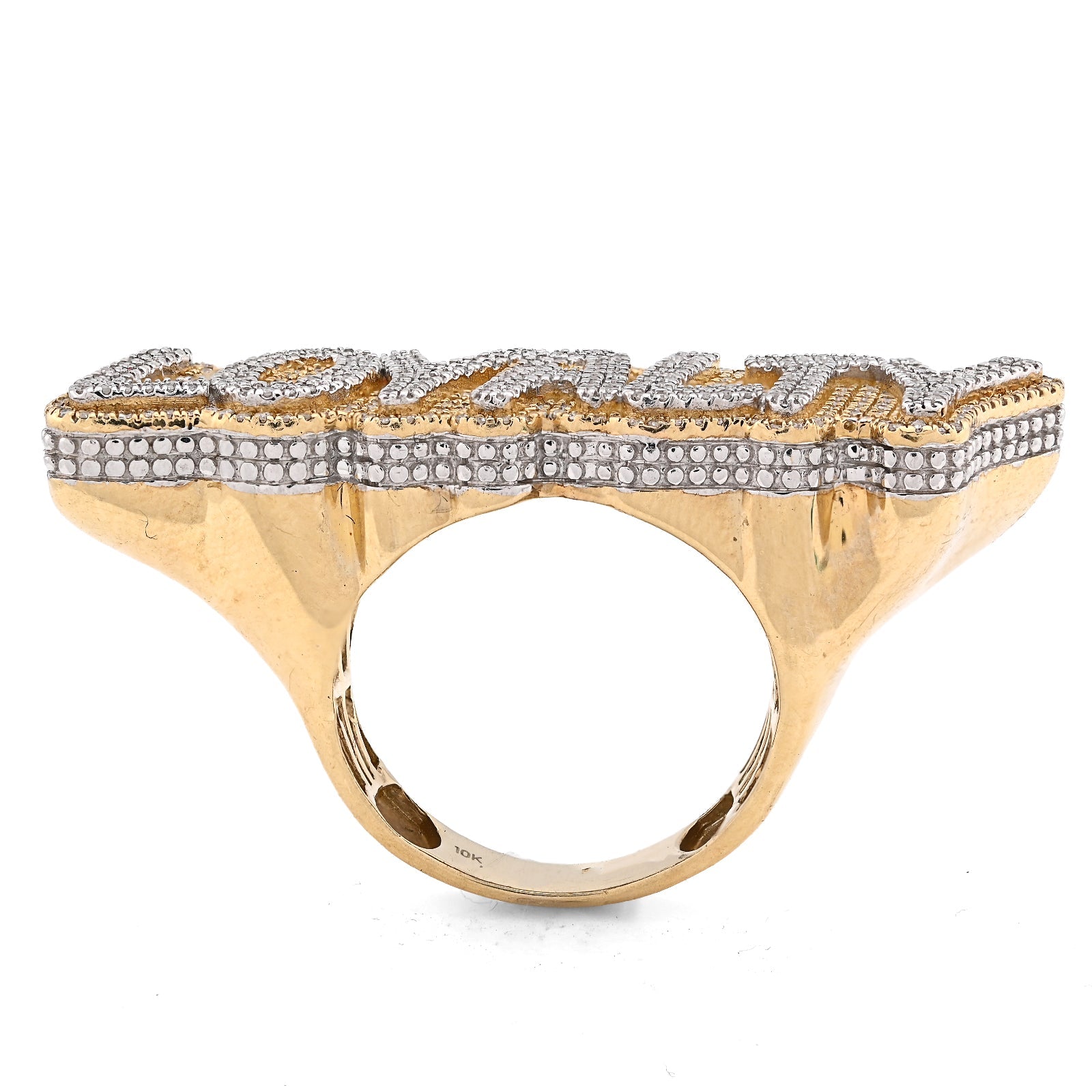 10K Yellow Gold 0.80CT Natural Diamond "LOYALTY" Men Custom Pinky Ring - Elite Jewelers - Rings