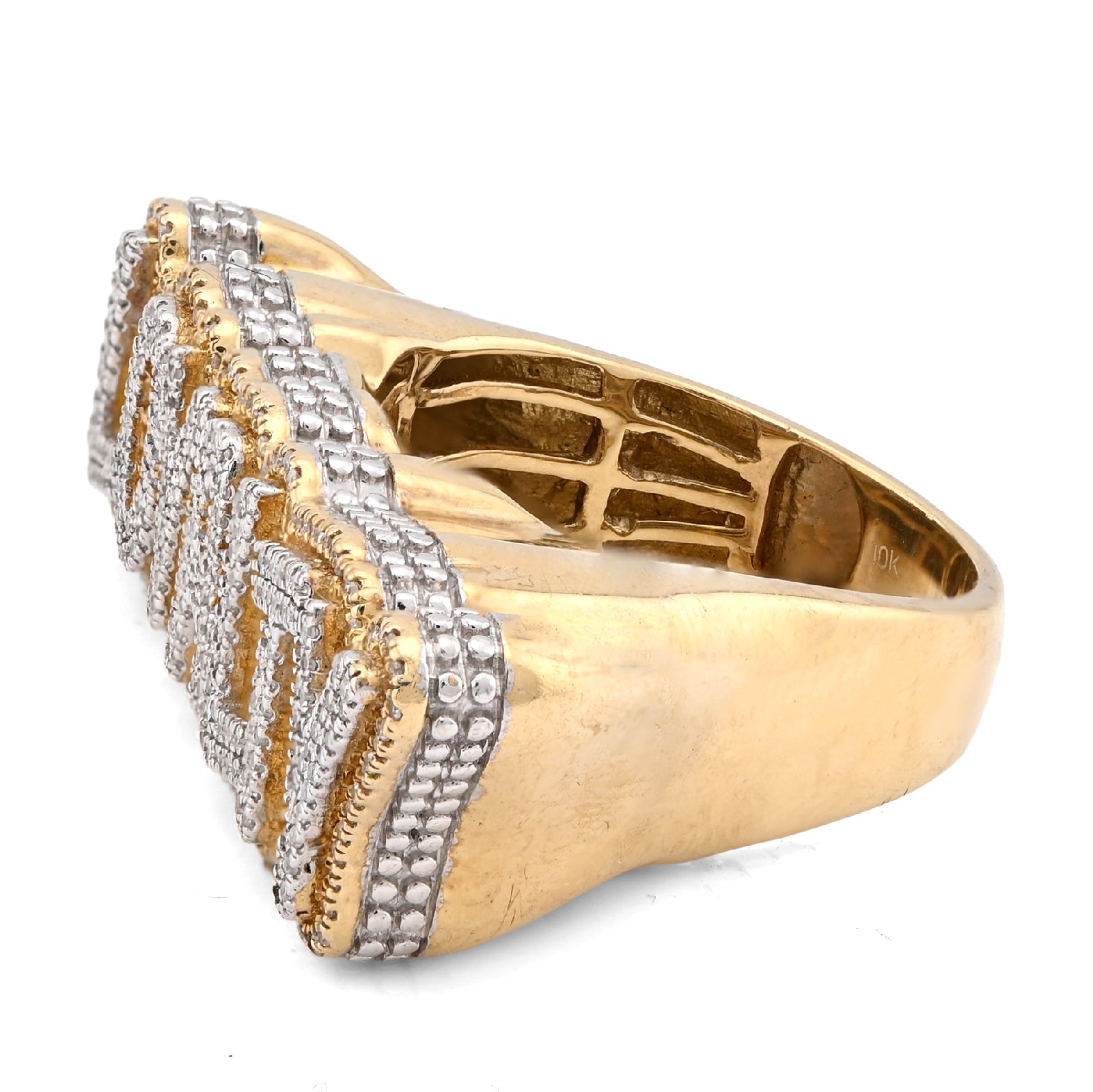 10K Yellow Gold 0.80CT Natural Diamond "LOYALTY" Men Custom Pinky Ring - Elite Jewelers - Rings