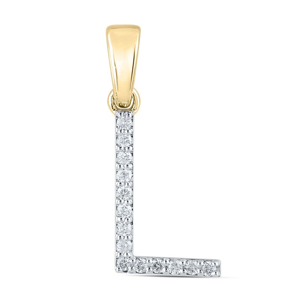 10k Yellow Gold 0.82gms 0.12CTW Natural Diamond Initial "L" Letter Pendant Charm - Elite Jewelers - Charms & Pendants