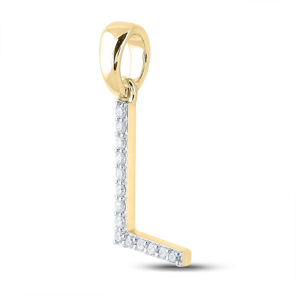 10k Yellow Gold 0.82gms 0.12CTW Natural Diamond Initial "L" Letter Pendant Charm - Elite Jewelers - Charms & Pendants