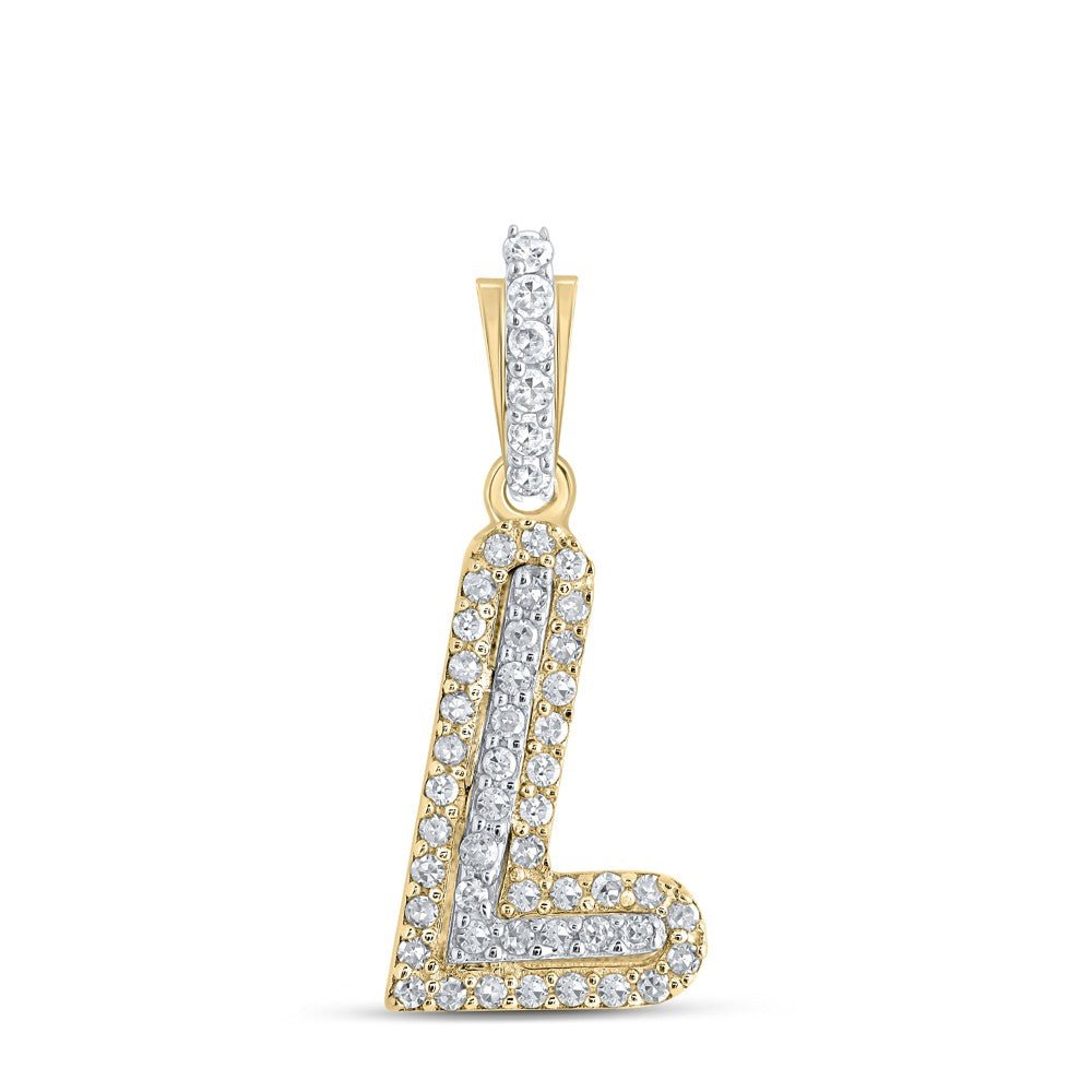 10k Yellow Gold 0.83gms 0.12CTW Natural Diamond Initial "L" Letter Pendant Charm - Elite Jewelers - Charms & Pendants