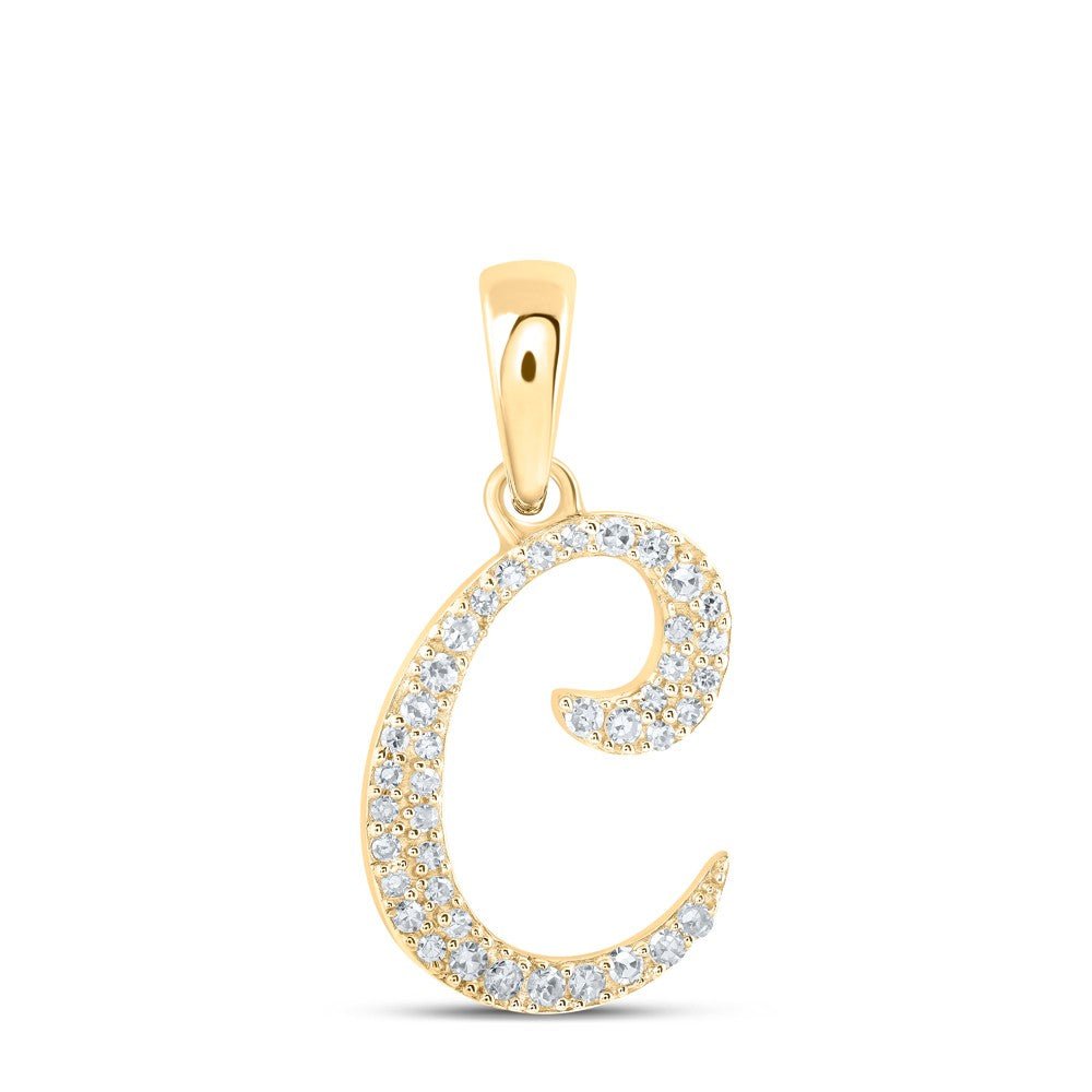 10k Yellow Gold 0.84gms 0.11CTW Natural Diamond Initial "C" Letter Pendant Charm - Elite Jewelers - Charms & Pendants