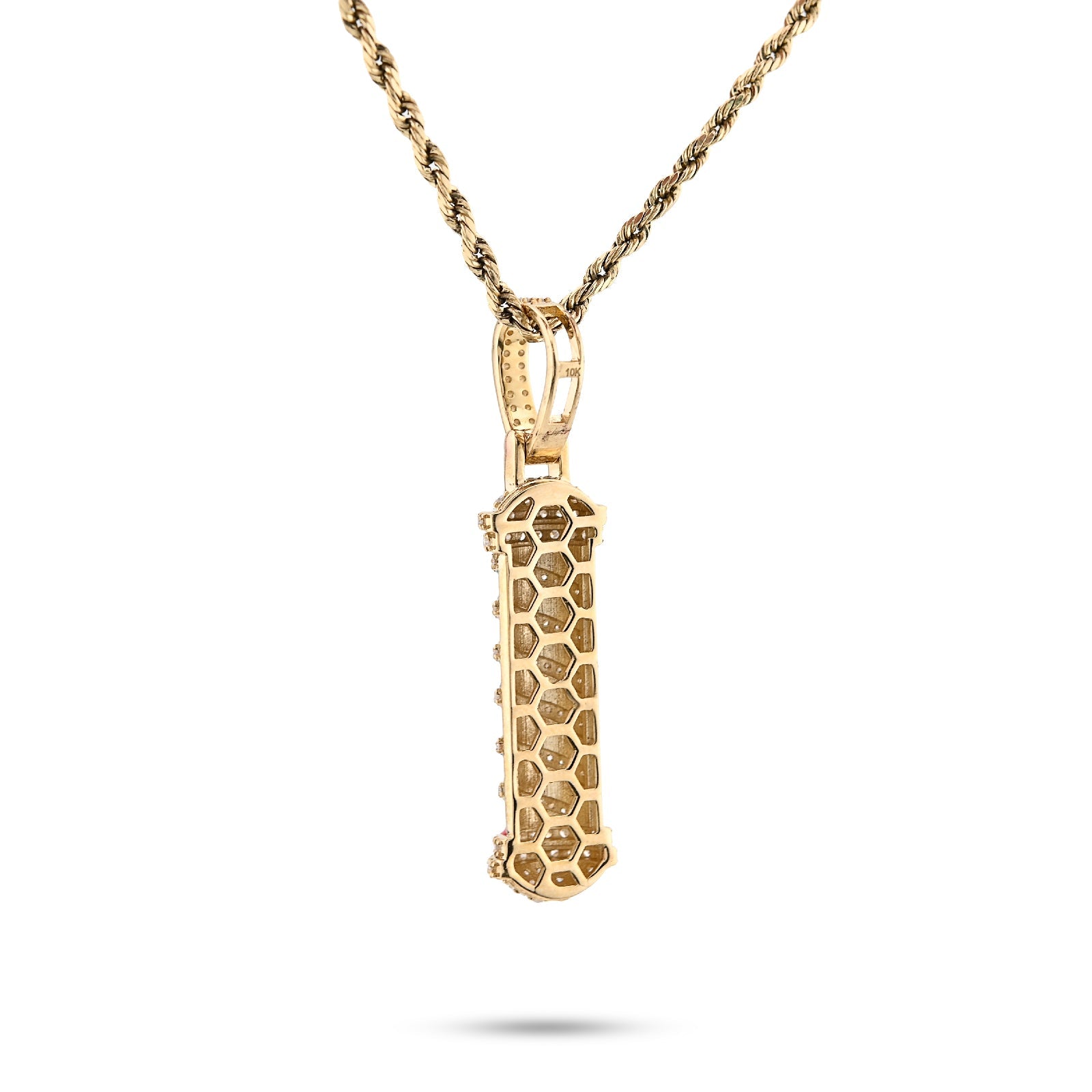 10K Yellow Gold 0.85CT Natural Diamond Barber Roll Pendnat 4.4g Charm - Elite Jewelers - Charms & Pendants