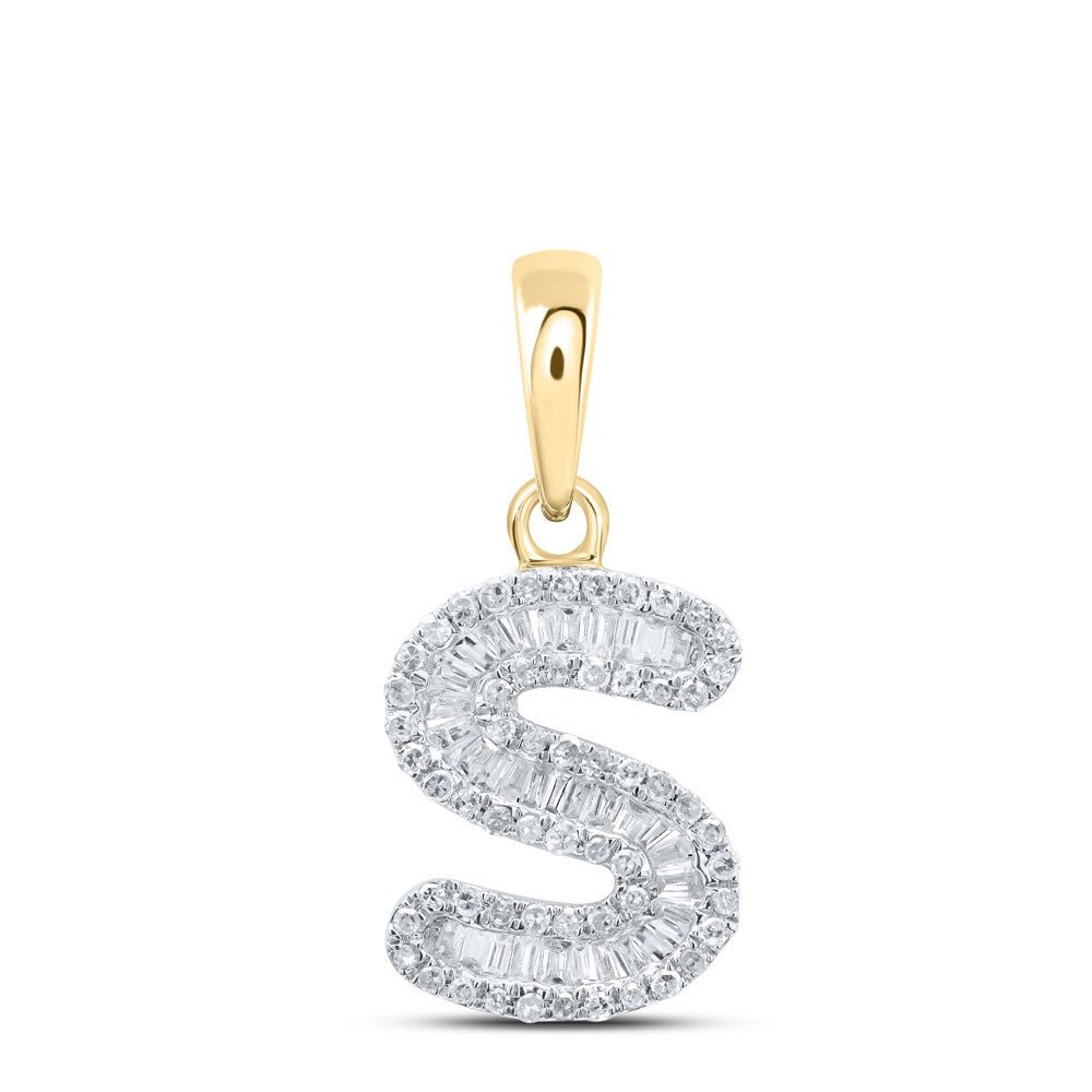 10k Yellow Gold 0.87gms 0.34CTW Natural Diamond Initial "S" Letter Pendant Charm - Elite Jewelers - Charms & Pendants