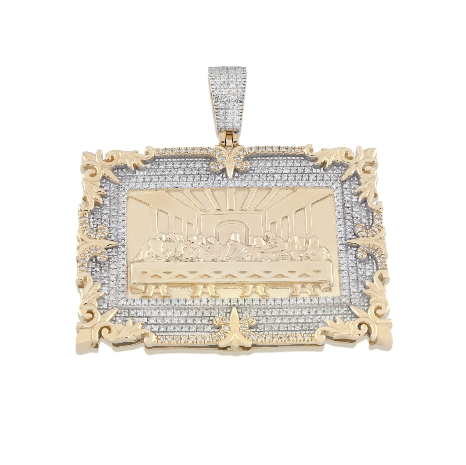10k Yellow Gold 0.8CTW Natural Diamond Last Supper Apostles Pendant 14.7g Charm - Elite Jewelers - Charms & Pendants