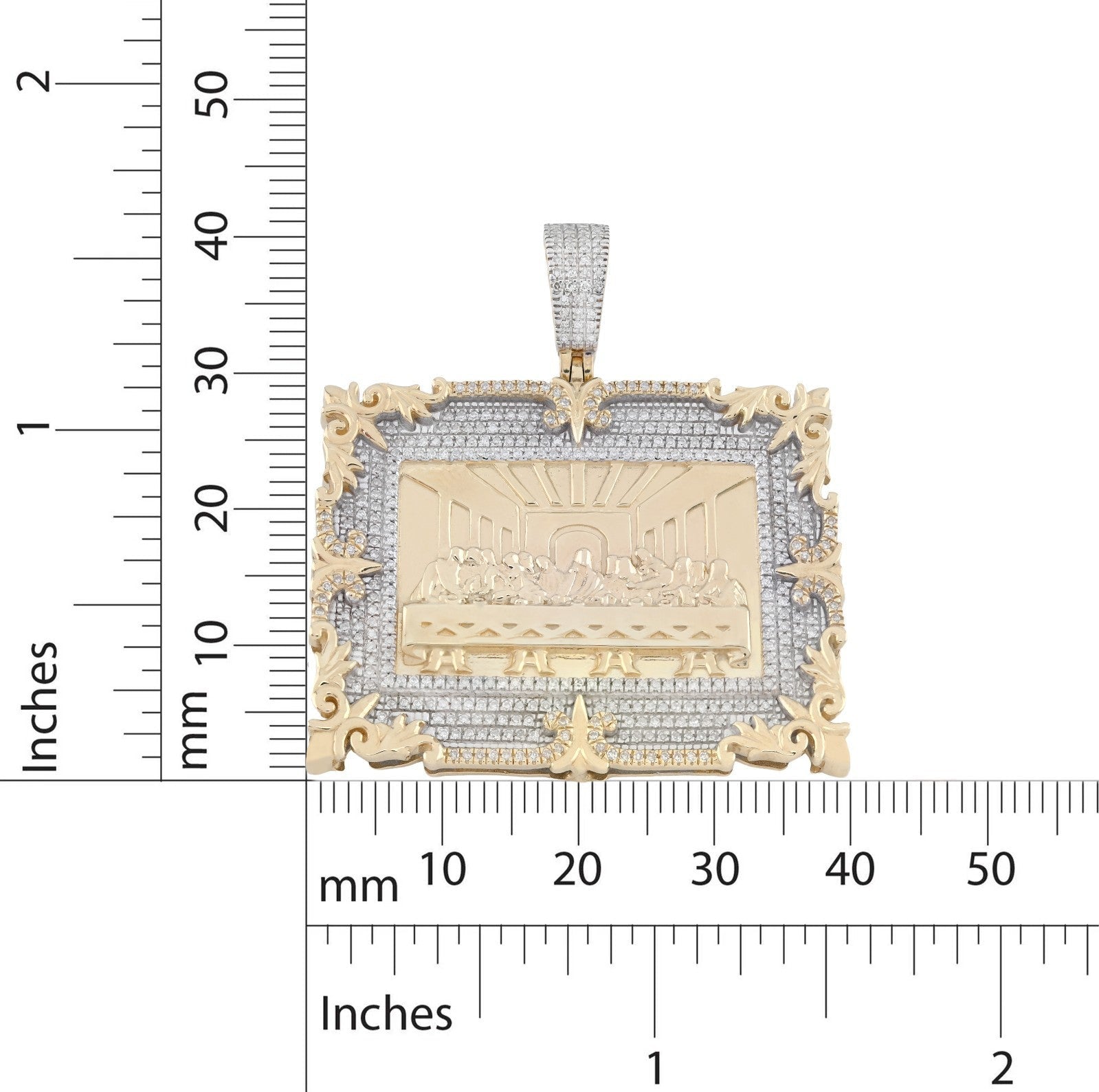 10k Yellow Gold 0.8CTW Natural Diamond Last Supper Apostles Pendant 14.7g Charm - Elite Jewelers - Charms & Pendants