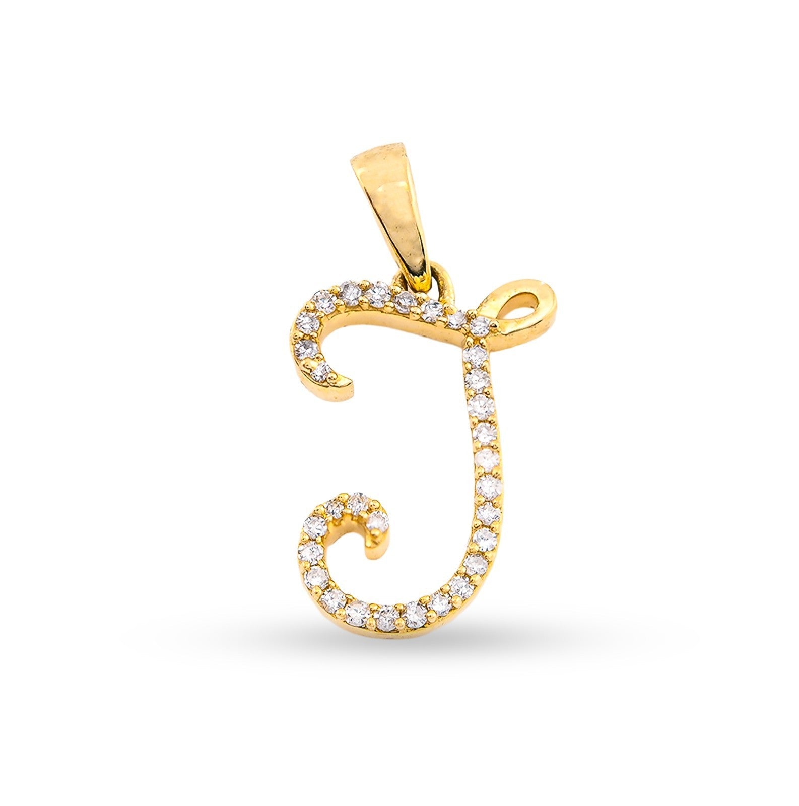 10k Yellow Gold 0.8g 0.12CTW Natural Diamond Initial "J" Alphabet Pendant Charm - Elite Jewelers - Charms & Pendants