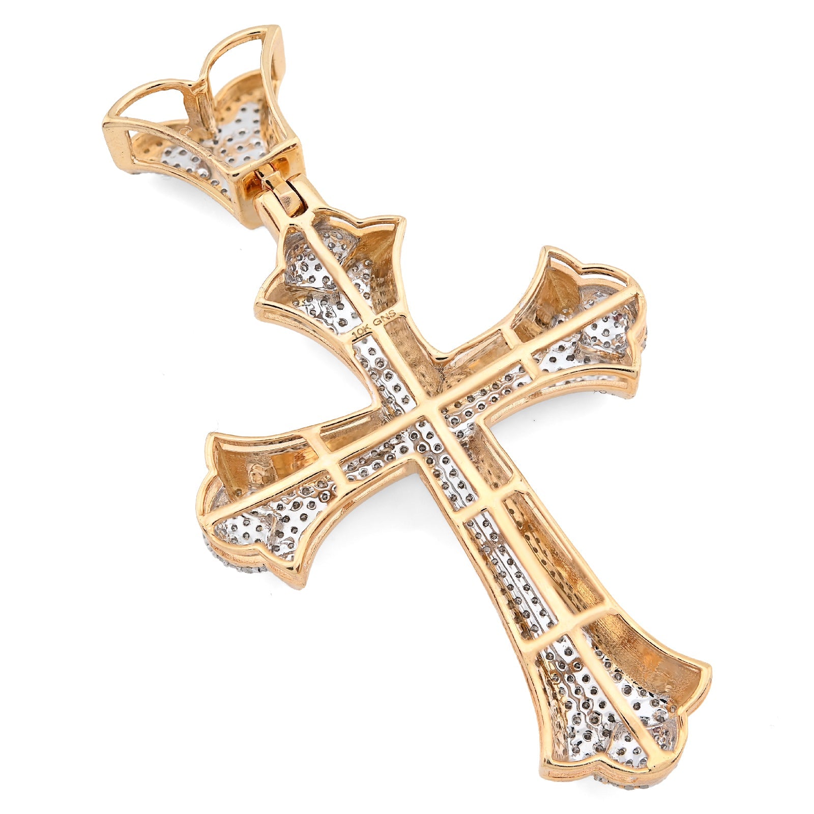 10K Yellow Gold 0.90CT natural Diamond Cross Pendnat 47.5MM Religious Men Women Pendant 4.5g - Elite Jewelers - Charms & Pendants