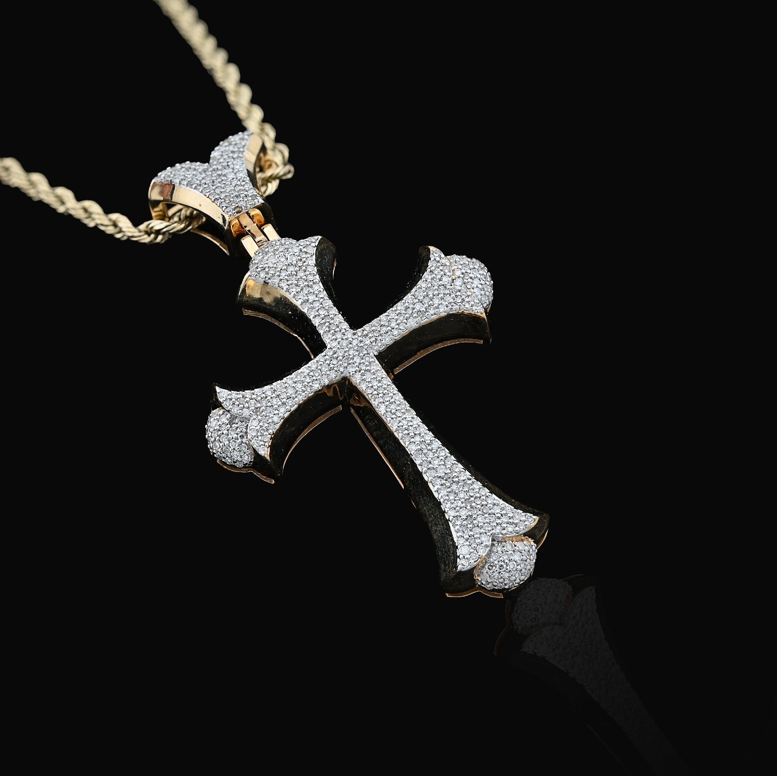 10K Yellow Gold 0.90CT natural Diamond Cross Pendnat 47.5MM Religious Men Women Pendant 4.5g - Elite Jewelers - Charms & Pendants