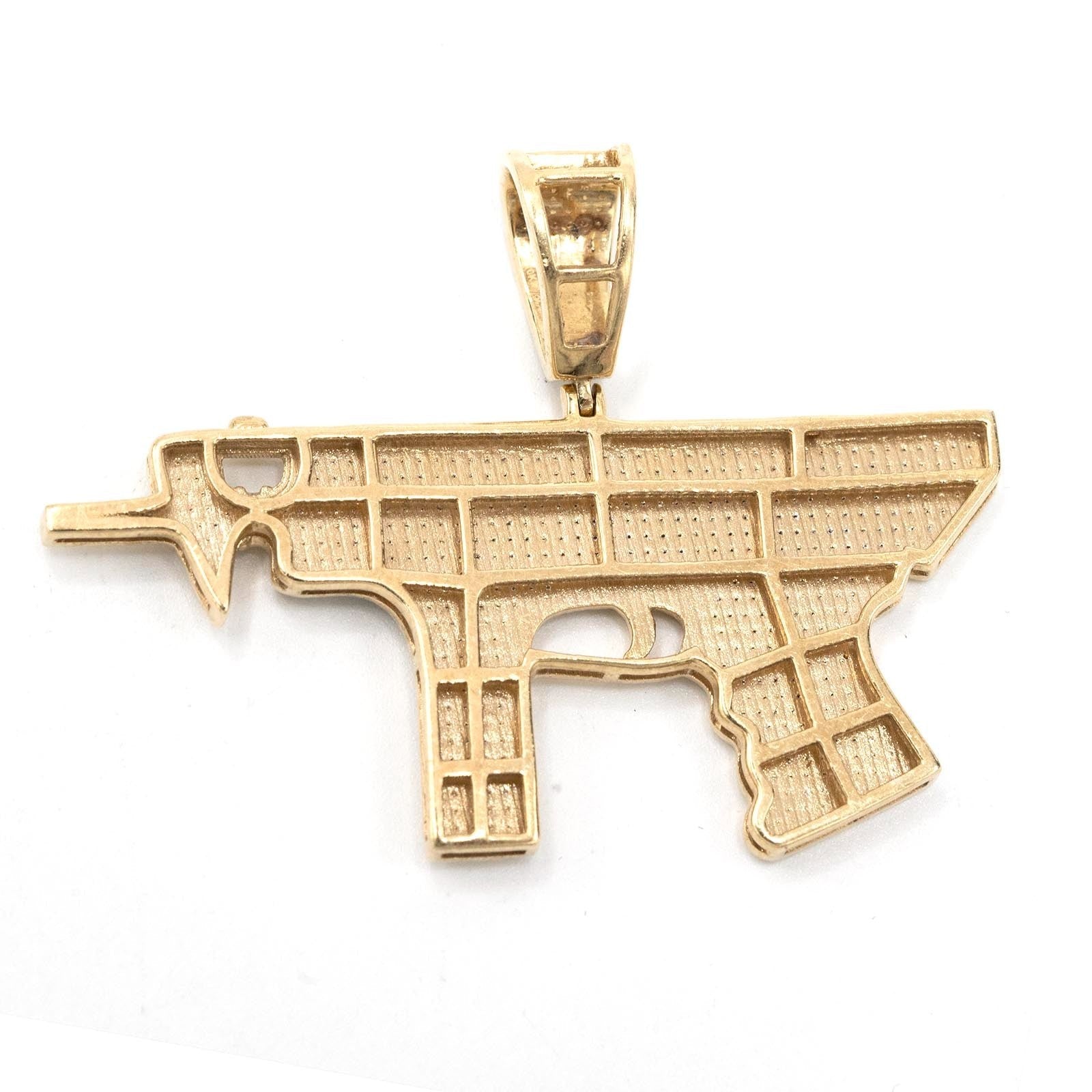 10k Yellow Gold 0.95CTW Natural Diamond ICED OUT Gun Pendant 7.8gms Mens Charm - Elite Jewelers - Charms & Pendants