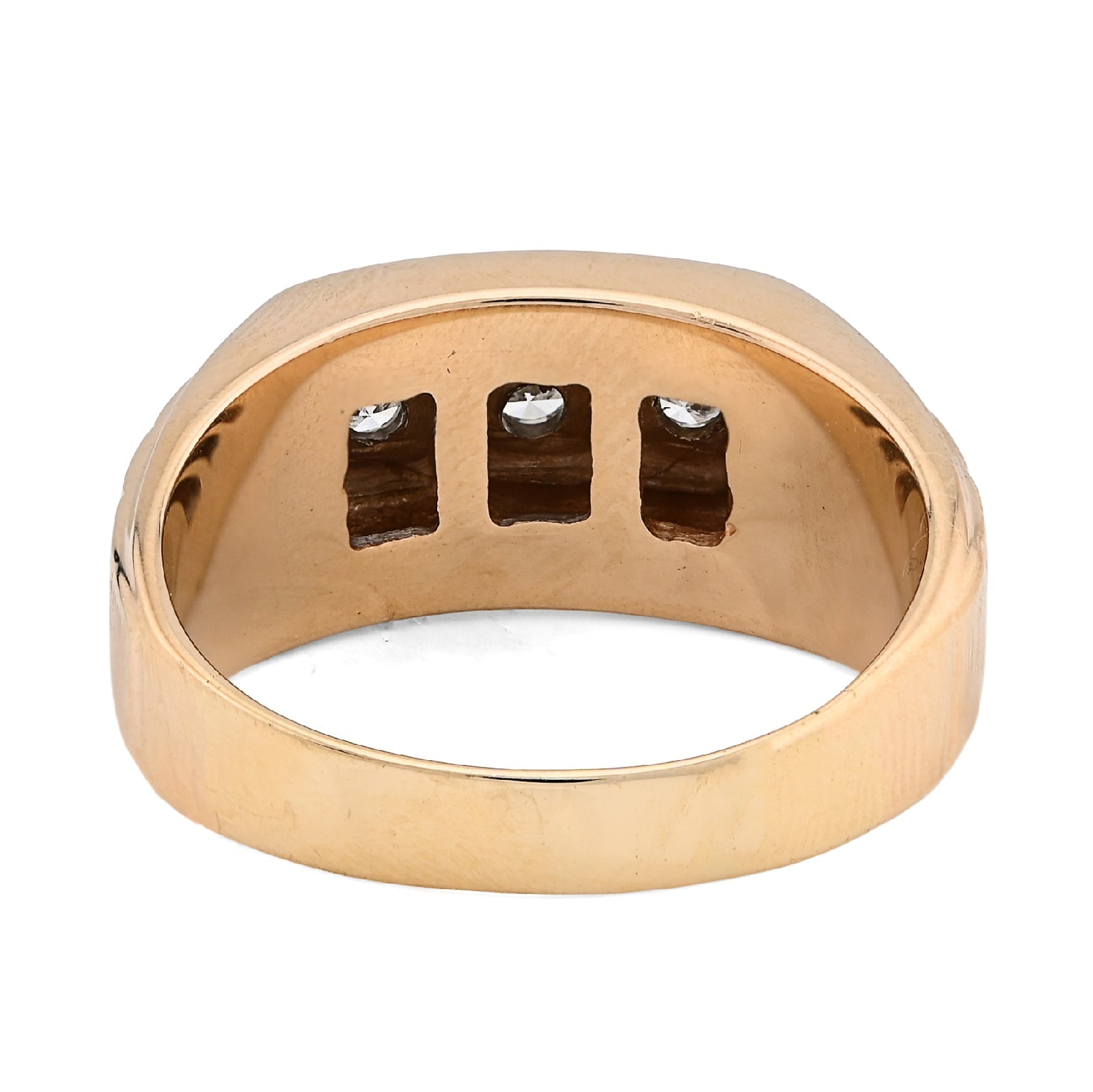 10K Yellow Gold 0.9CT 3 Diamond Solitaire Centre Men President's Ring - Elite Jewelers - Rings