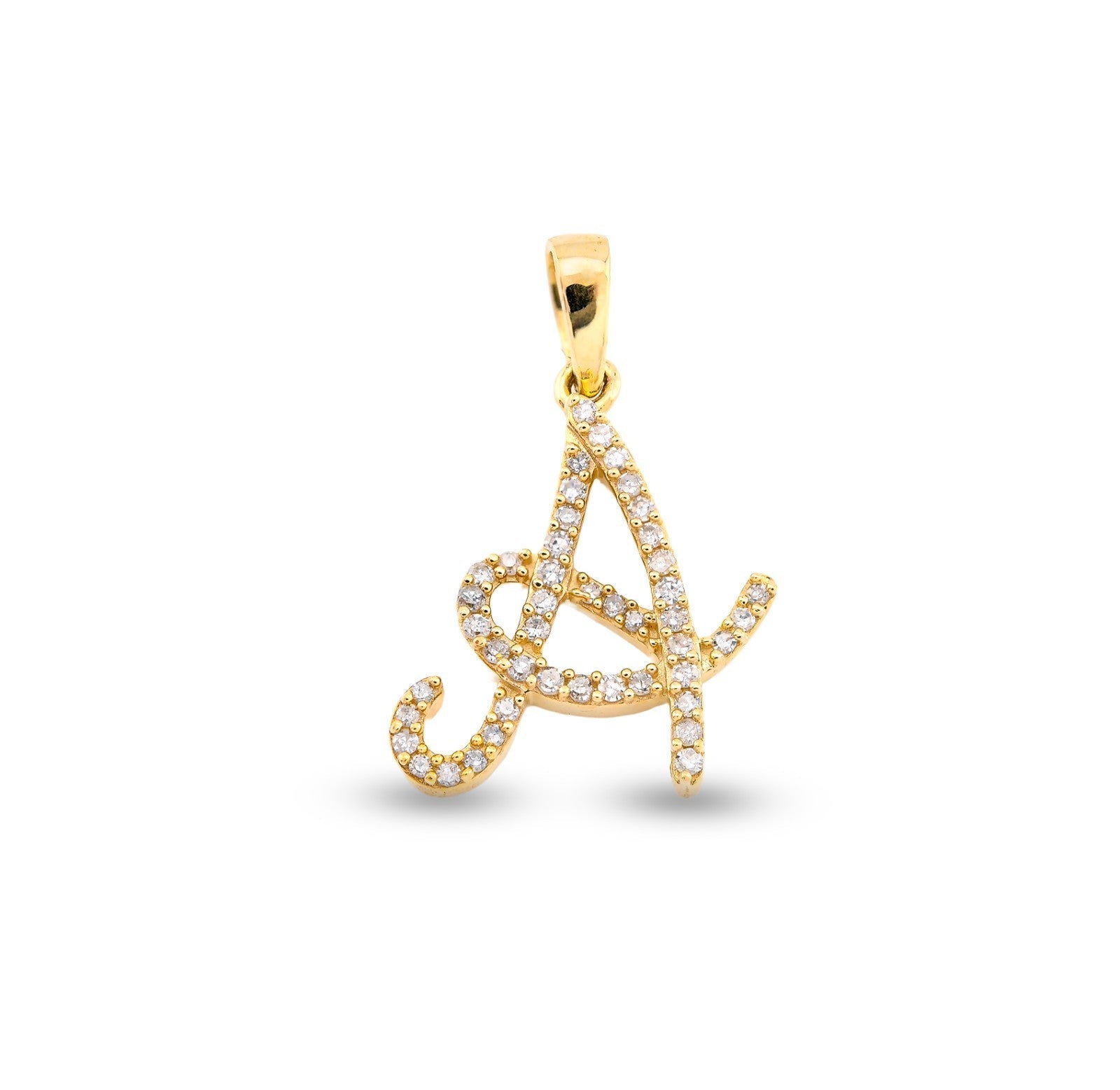 10k Yellow Gold 0.9g 0.16CTW Natural Diamond Initial "A" Letter Pendant Charm - Elite Jewelers - Charms & Pendants