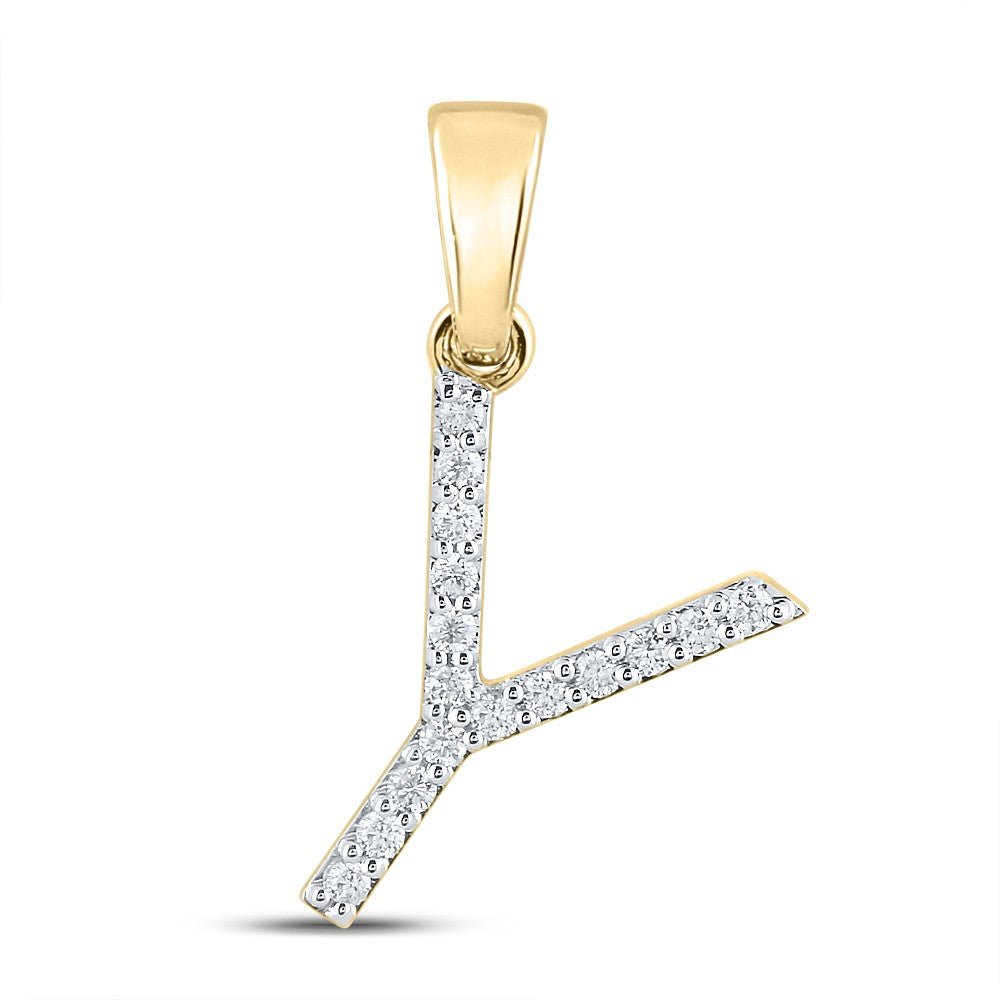 10k Yellow Gold 0.9gms 0.12CTW Natural Diamond Initial "Y" Letter Pendant Charm - Elite Jewelers - Charms & Pendants