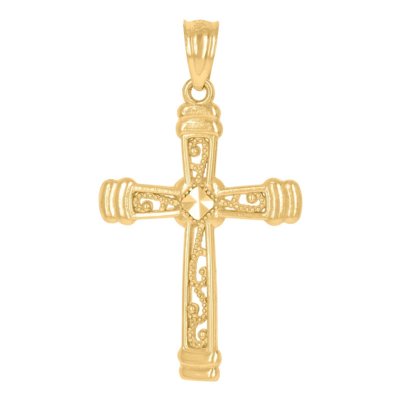 10k Yellow Gold 0.9gms Cross Religious Charm Classic Pendant For Mens Womens - Elite Jewelers - Charms & Pendants