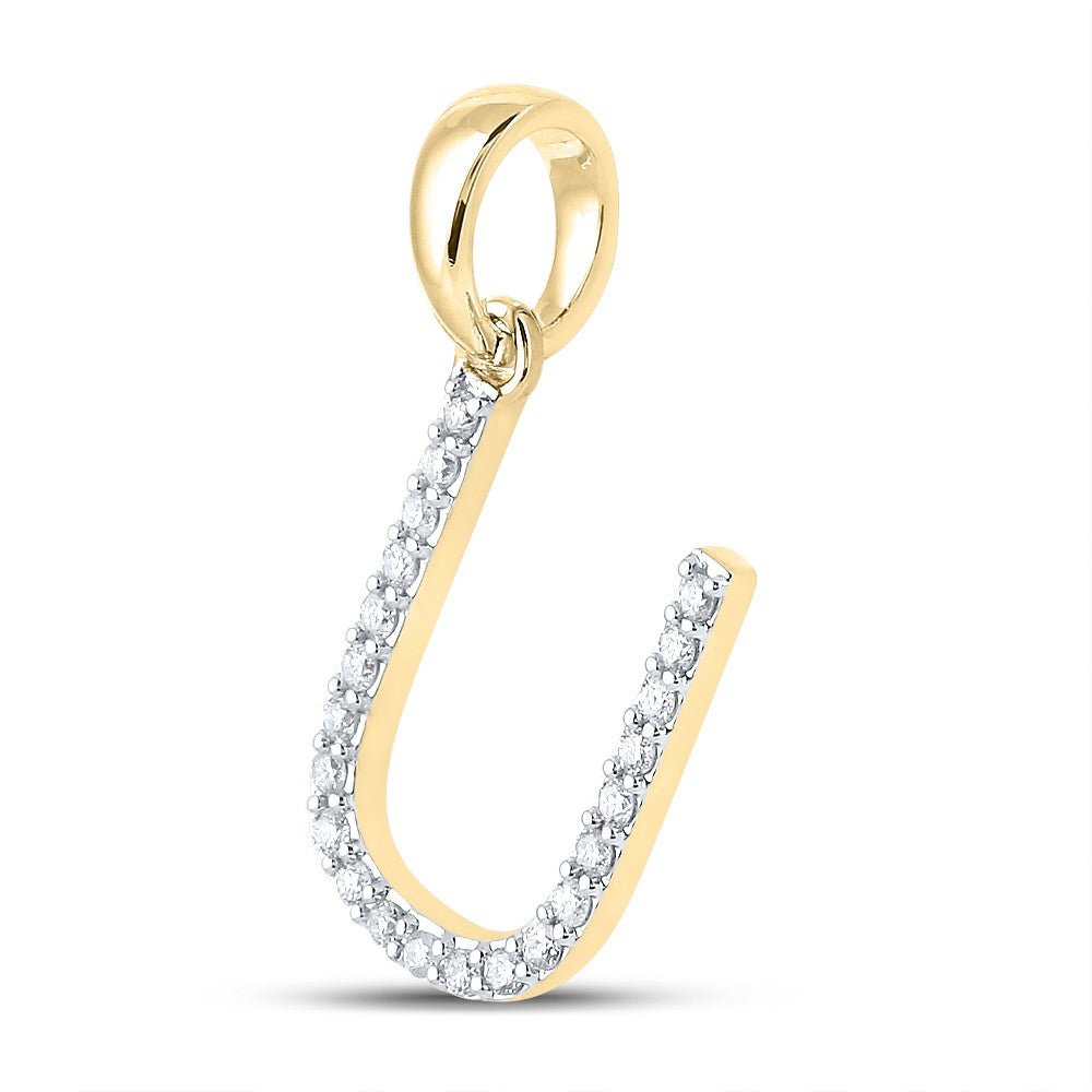 10k Yellow Gold 1.01gms 0.16CTW Natural Diamond Initial "U" Letter Pendant Charm - Elite Jewelers - Charms & Pendants