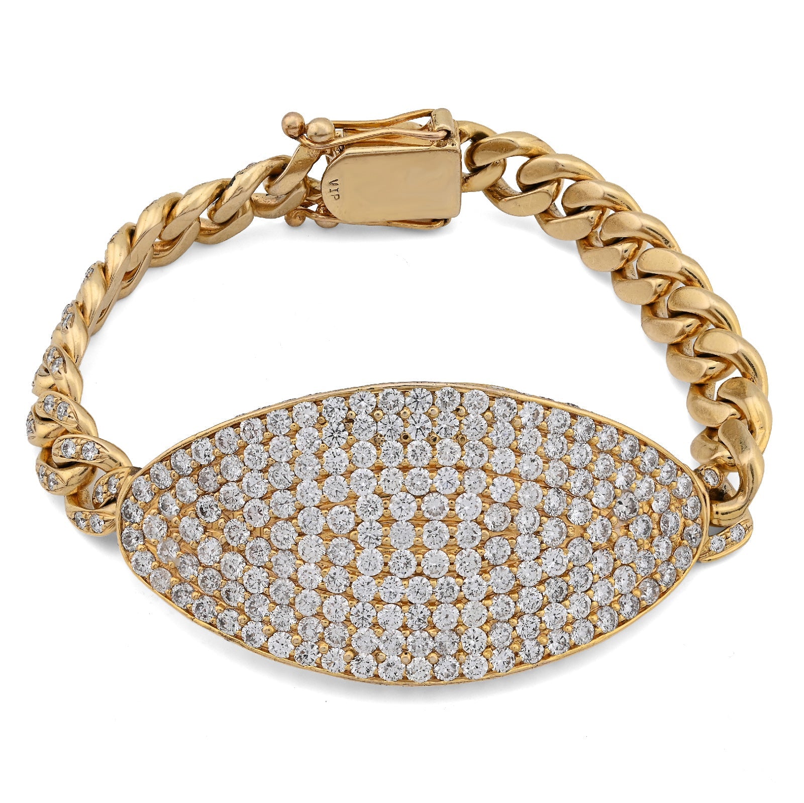 10K Yellow Gold 10.25CT Natural Diamond Over ICED ID 8" 10MM Bracelet Men 70.3g - Elite Jewelers - Bracelets