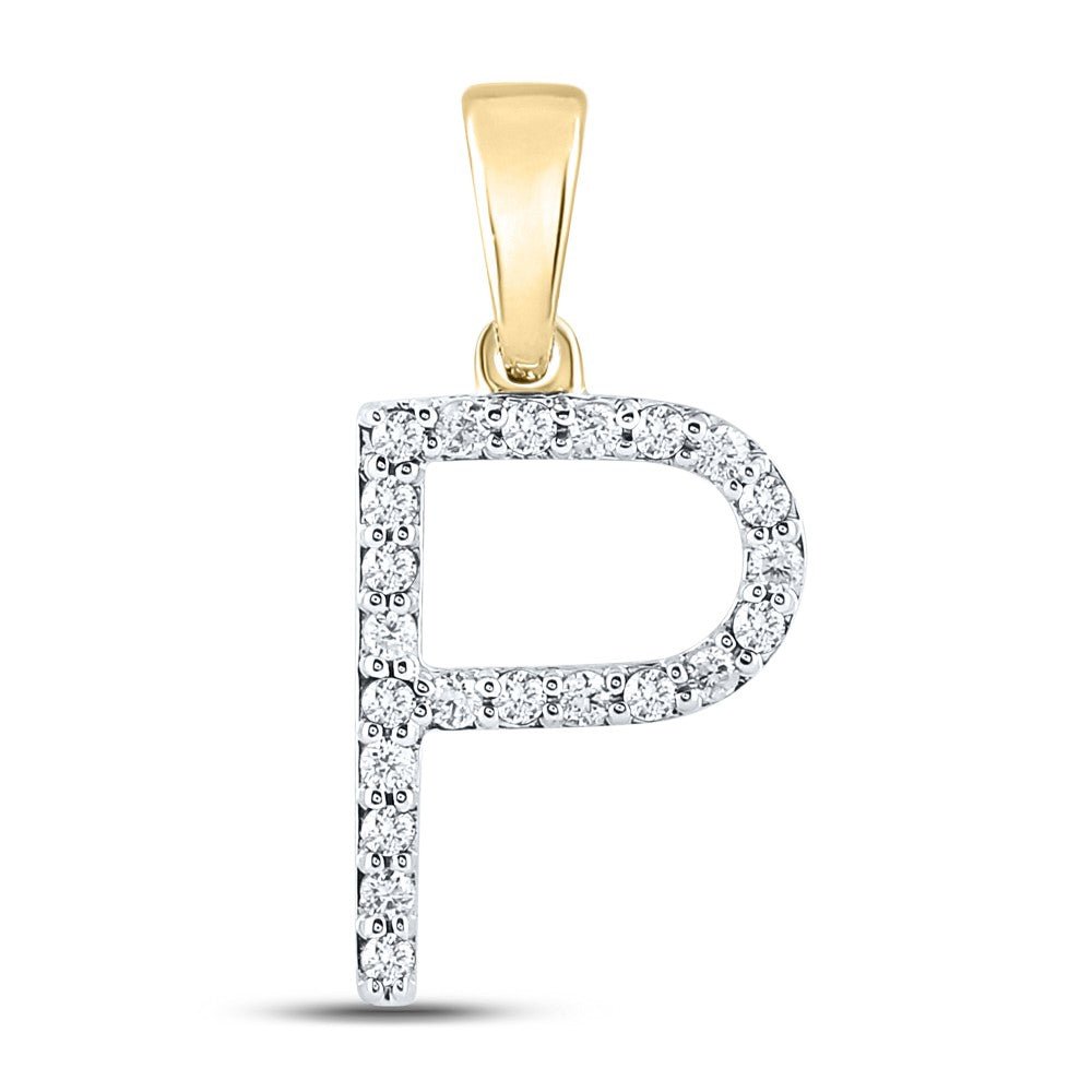 10k Yellow Gold 1.02gms 0.16CTW Natural Diamond Initial "P" Letter Pendant Charm - Elite Jewelers - Charms & Pendants