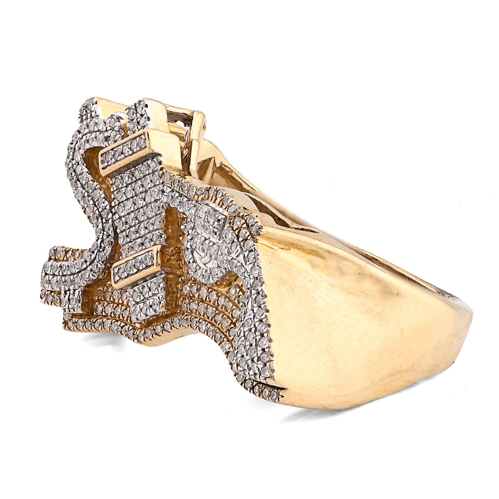10K Yellow Gold 1.05CT "$", "Electric Plug", "Gun" Men Custom Natural Diamond Ring - Elite Jewelers - Rings