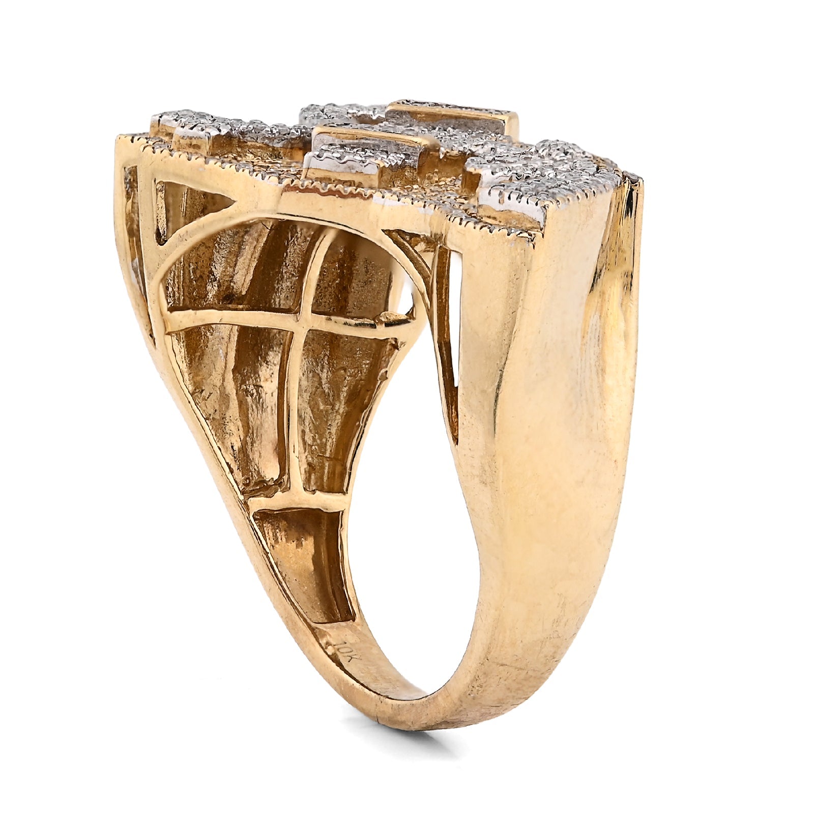 10K Yellow Gold 1.05CT "$", "Electric Plug", "Gun" Men Custom Natural Diamond Ring - Elite Jewelers - Rings