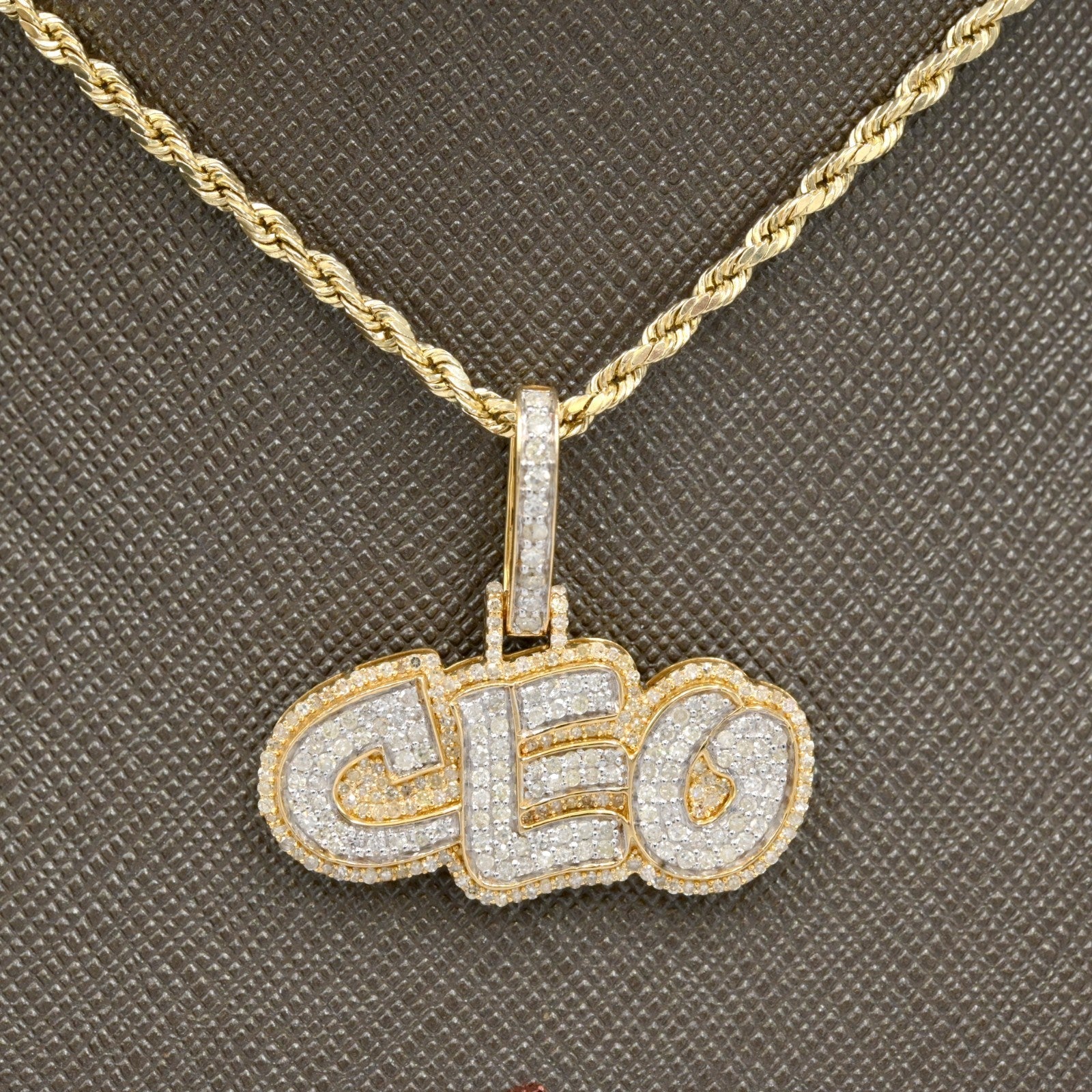 10k Yellow Gold 1.05CTW Natural Round Diamond "CEO" Pendant 4.2g Classic Charm - Elite Jewelers - Charms & Pendants