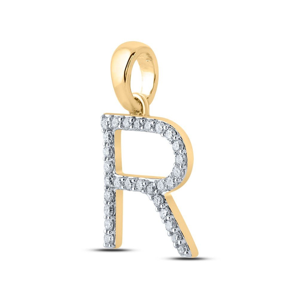 10k Yellow Gold 1.07gms 0.22CTW Natural Diamond Initial "R" Letter Pendant Charm - Elite Jewelers - Charms & Pendants