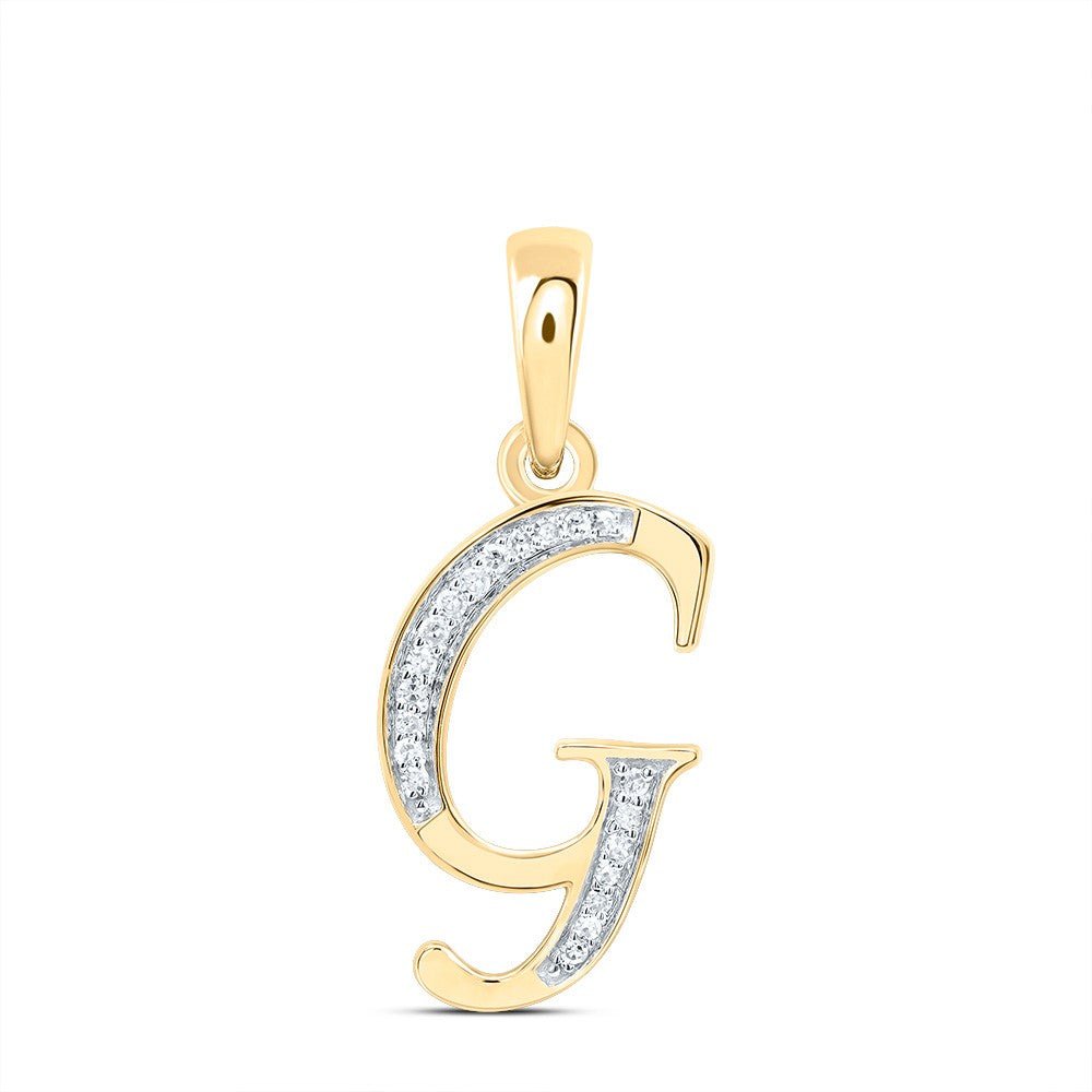 10k Yellow Gold 1.09gms 0.08CTW Natural Diamond Initial "G" Letter Pendant Charm - Elite Jewelers - Charms & Pendants