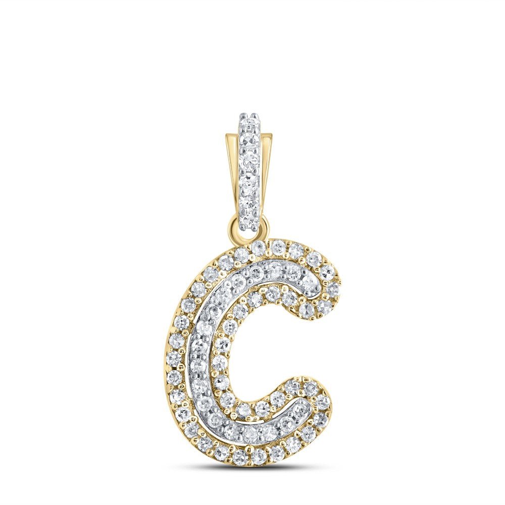 10k Yellow Gold 1.09gms 0.16CTW Natural Diamond Initial "C" Letter Pendant Charm - Elite Jewelers - Charms & Pendants