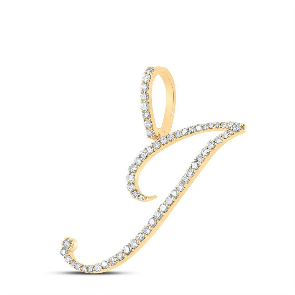 10k Yellow Gold 1.09gms 0.35CTW Natural Diamond Initial "J" Letter Pendant Charm - Elite Jewelers - Charms & Pendants