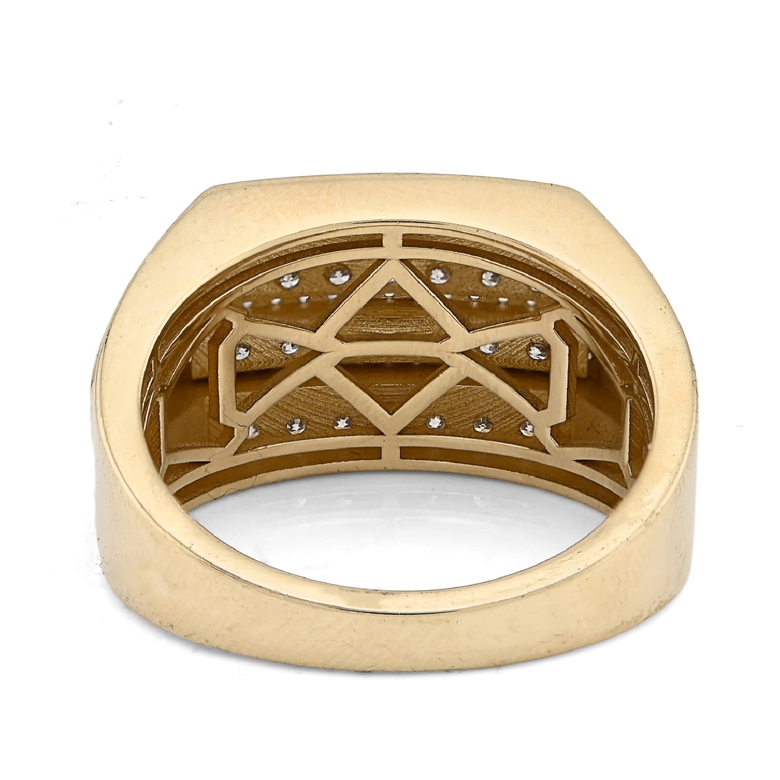 10K Yellow Gold 1.0CT Natural Diamond 2 Row Centre Iced Edge Men Ring - Elite Jewelers - Rings