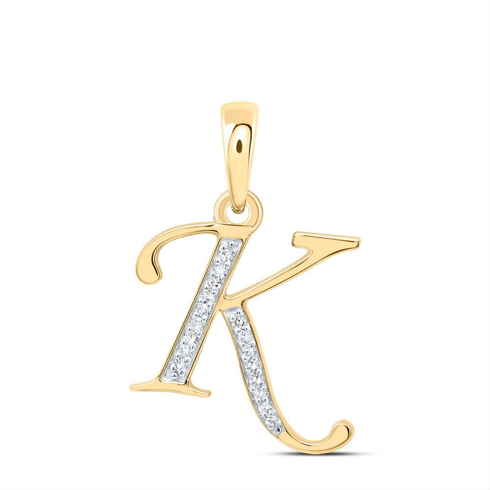 10k Yellow Gold 1.11gms 0.07CTW Natural Diamond Initial "K" Letter Pendant Charm - Elite Jewelers - Charms & Pendants