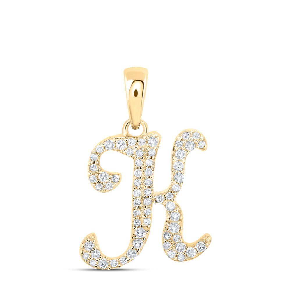 10k Yellow Gold 1.11gms 0.2CTW Natural Diamond Initial "K" Letter Pendant Charm - Elite Jewelers - Charms & Pendants