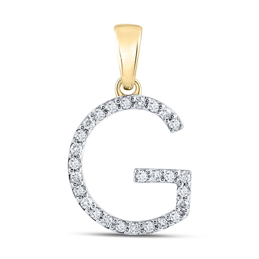 10k Yellow Gold 1.13gms 0.2CTW Natural Diamond Initial "G" Letter Pendant Charm - Elite Jewelers - Charms & Pendants