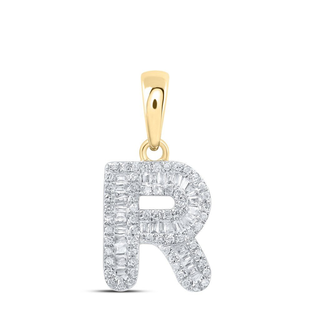 10k Yellow Gold 1.15gms 0.36CTW Natural Diamond Initial "R" Letter Pendant Charm - Elite Jewelers - Charms & Pendants