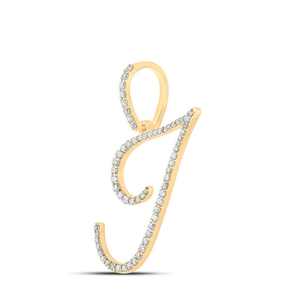 10k Yellow Gold 1.18gms 0.38CTW Natural Diamond Initial "I" Letter Pendant Charm - Elite Jewelers - Charms & Pendants
