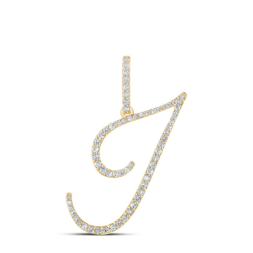 10k Yellow Gold 1.18gms 0.38CTW Natural Diamond Initial "I" Letter Pendant Charm - Elite Jewelers - Charms & Pendants