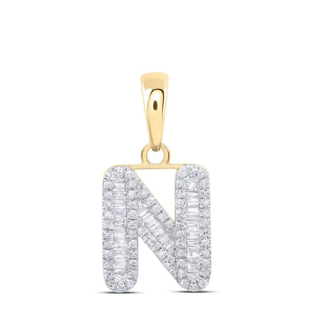 10k Yellow Gold 1.19gms 0.34CTW Natural Diamond Initial "N" Letter Pendant Charm - Elite Jewelers - Charms & Pendants